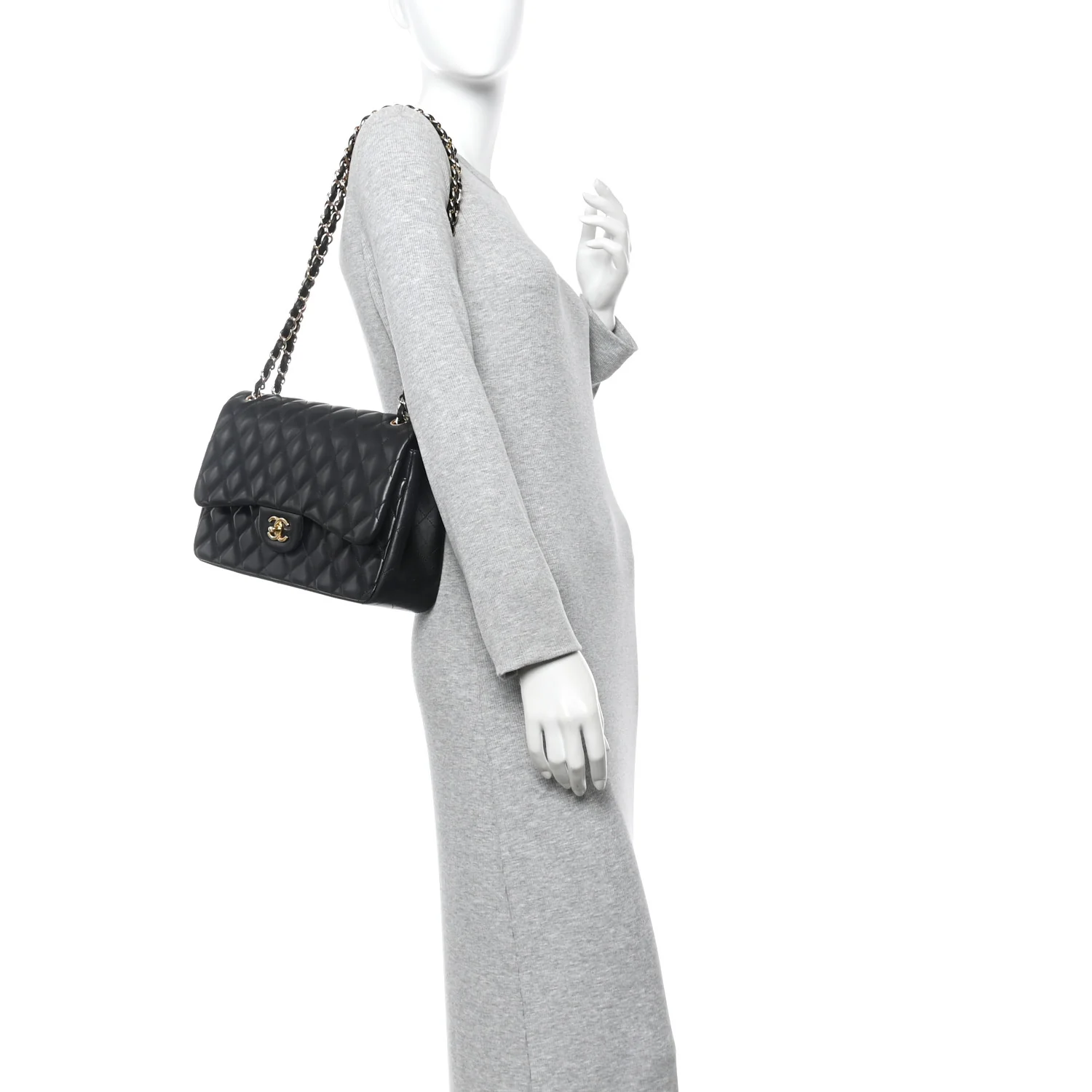 Lambskin Quilted Jumbo Double Flap Black - Image 2