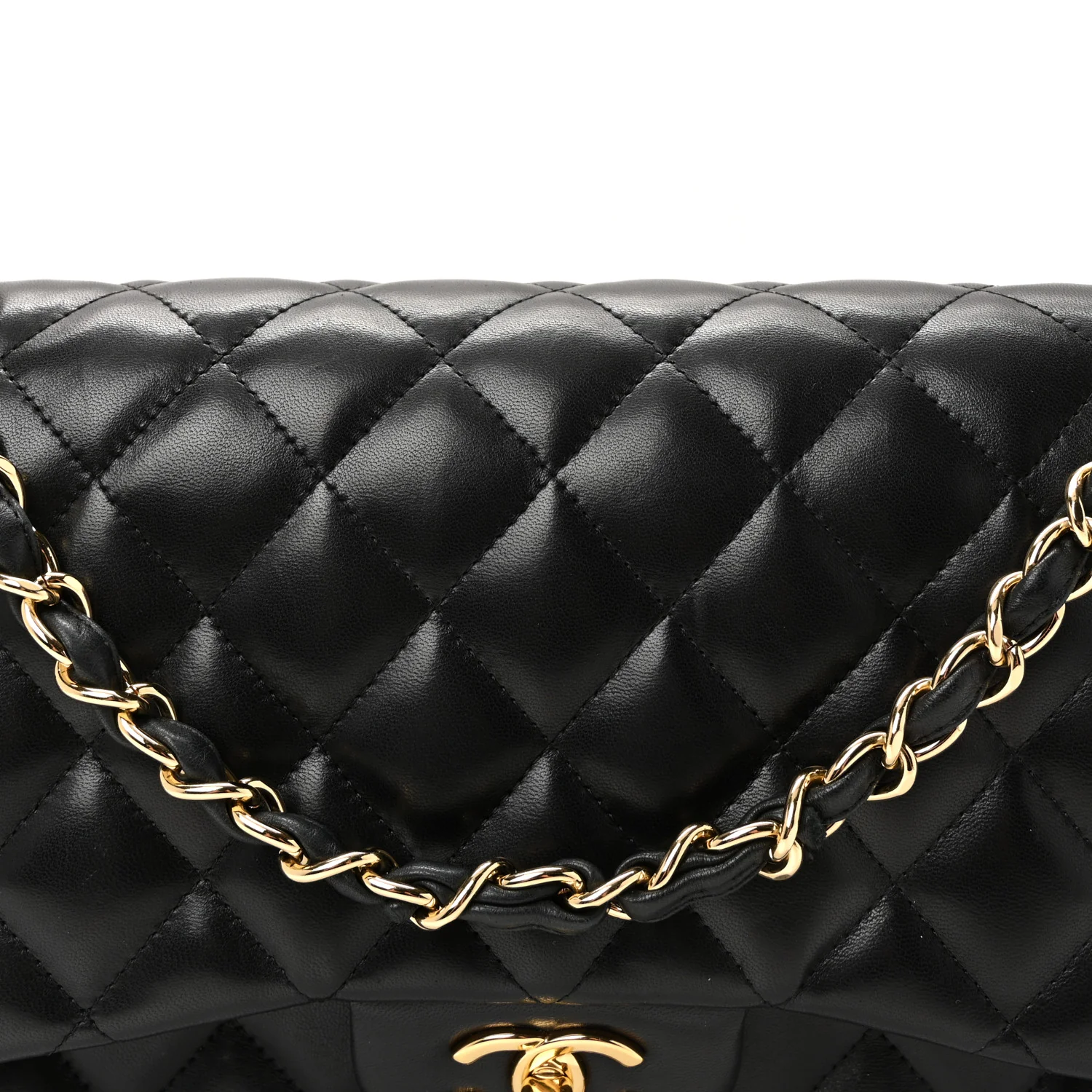 Lambskin Quilted Jumbo Double Flap Black - Image 8