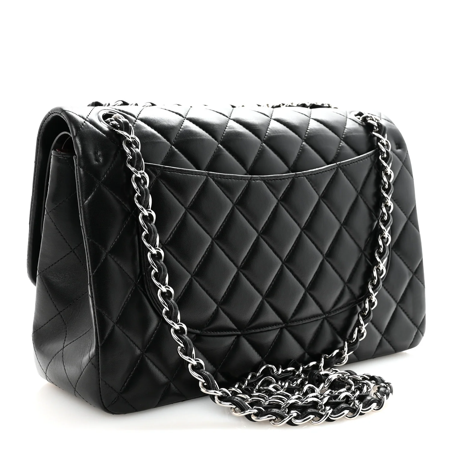 Lambskin Quilted Jumbo Double Flap Black - Image 3