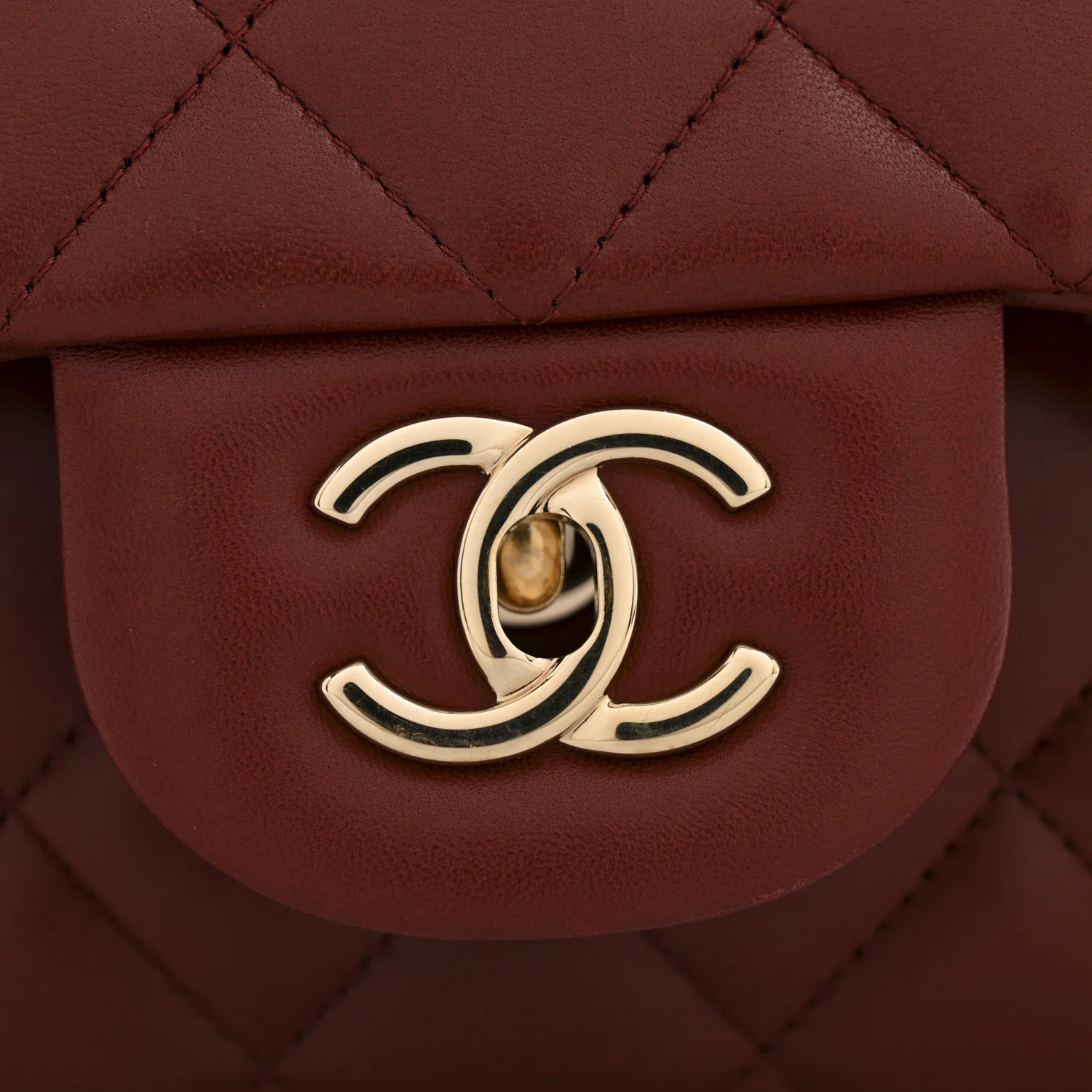 Lambskin Quilted Jumbo Double Flap Burgundy - Image 12