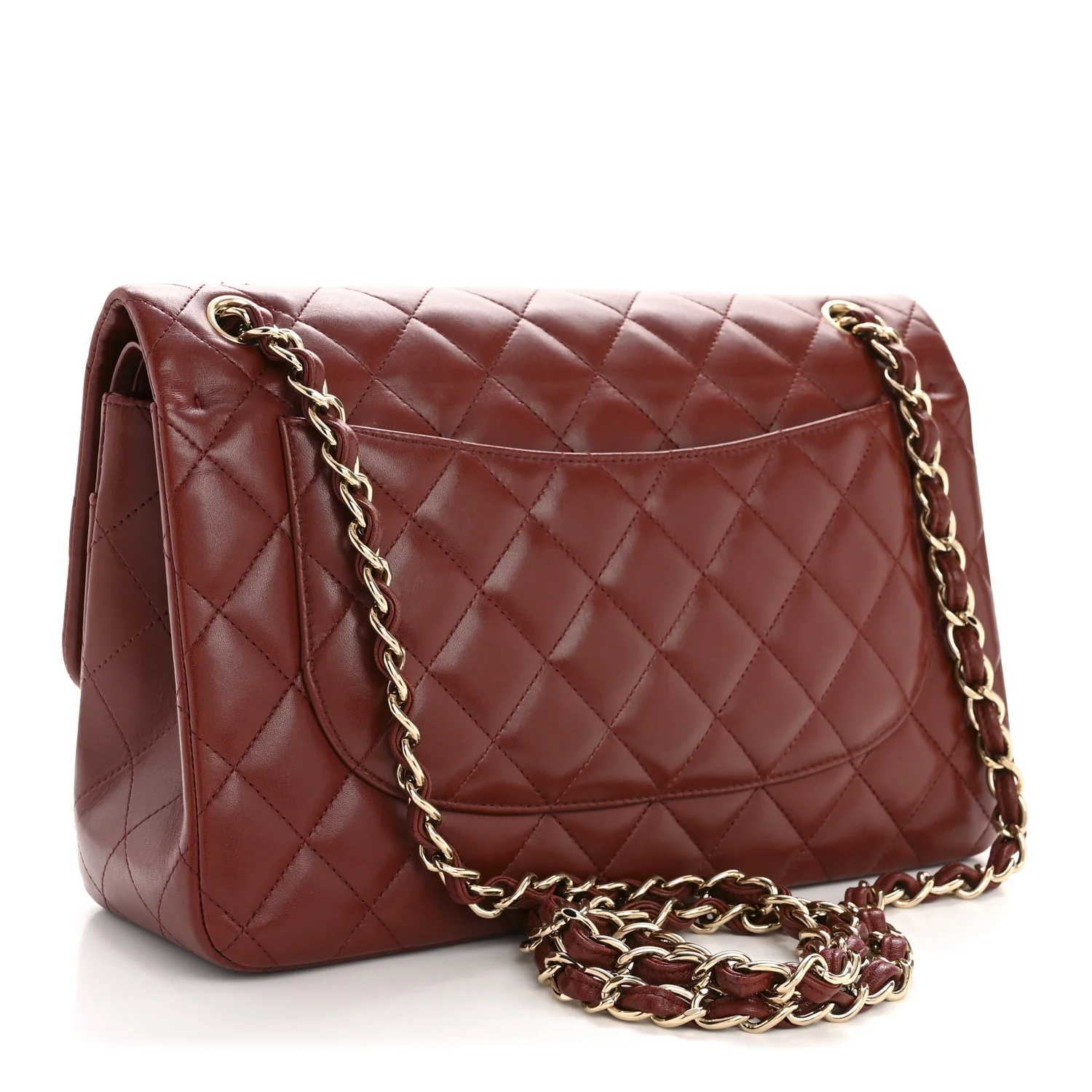 Lambskin Quilted Jumbo Double Flap Burgundy - Image 3