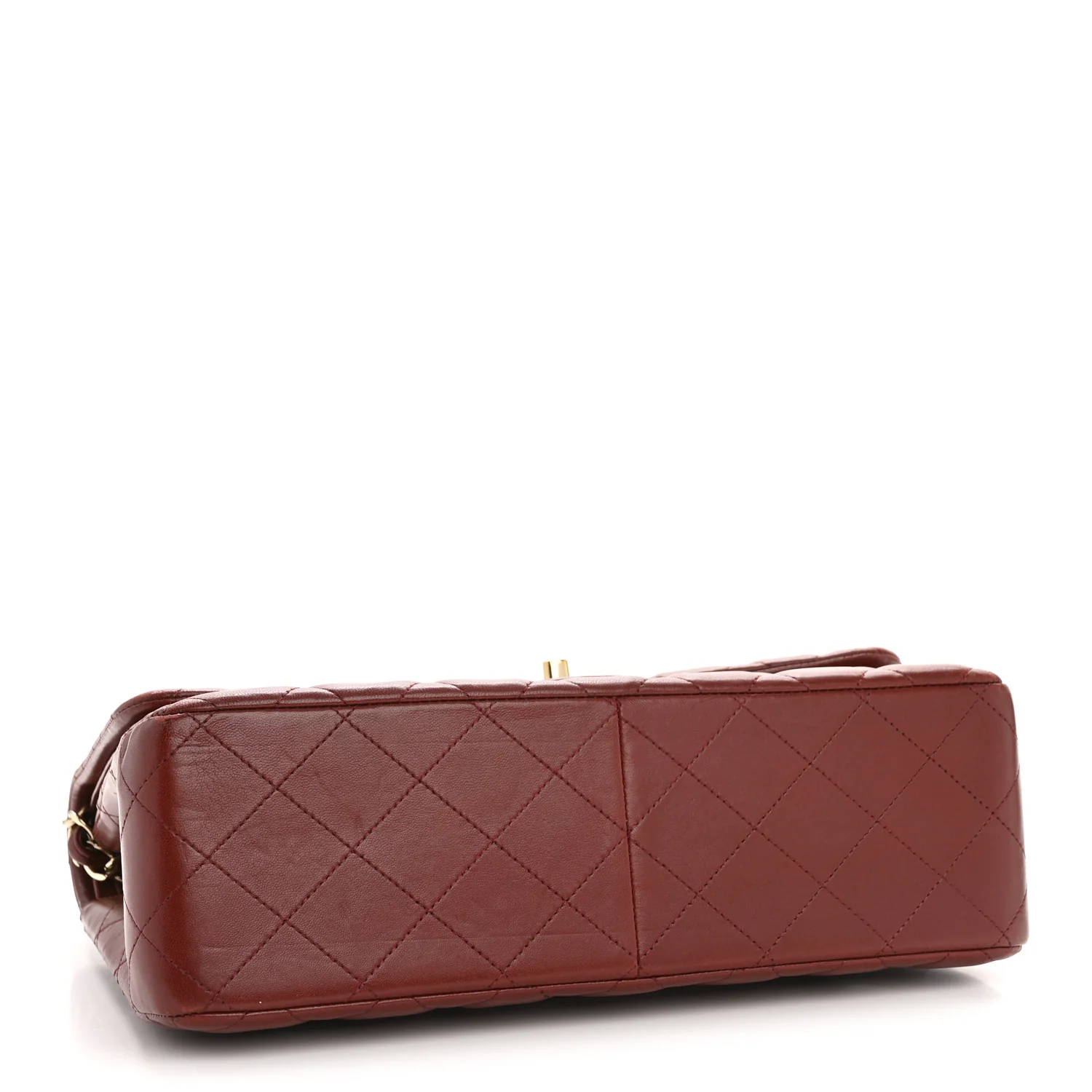 Lambskin Quilted Jumbo Double Flap Burgundy - Image 4