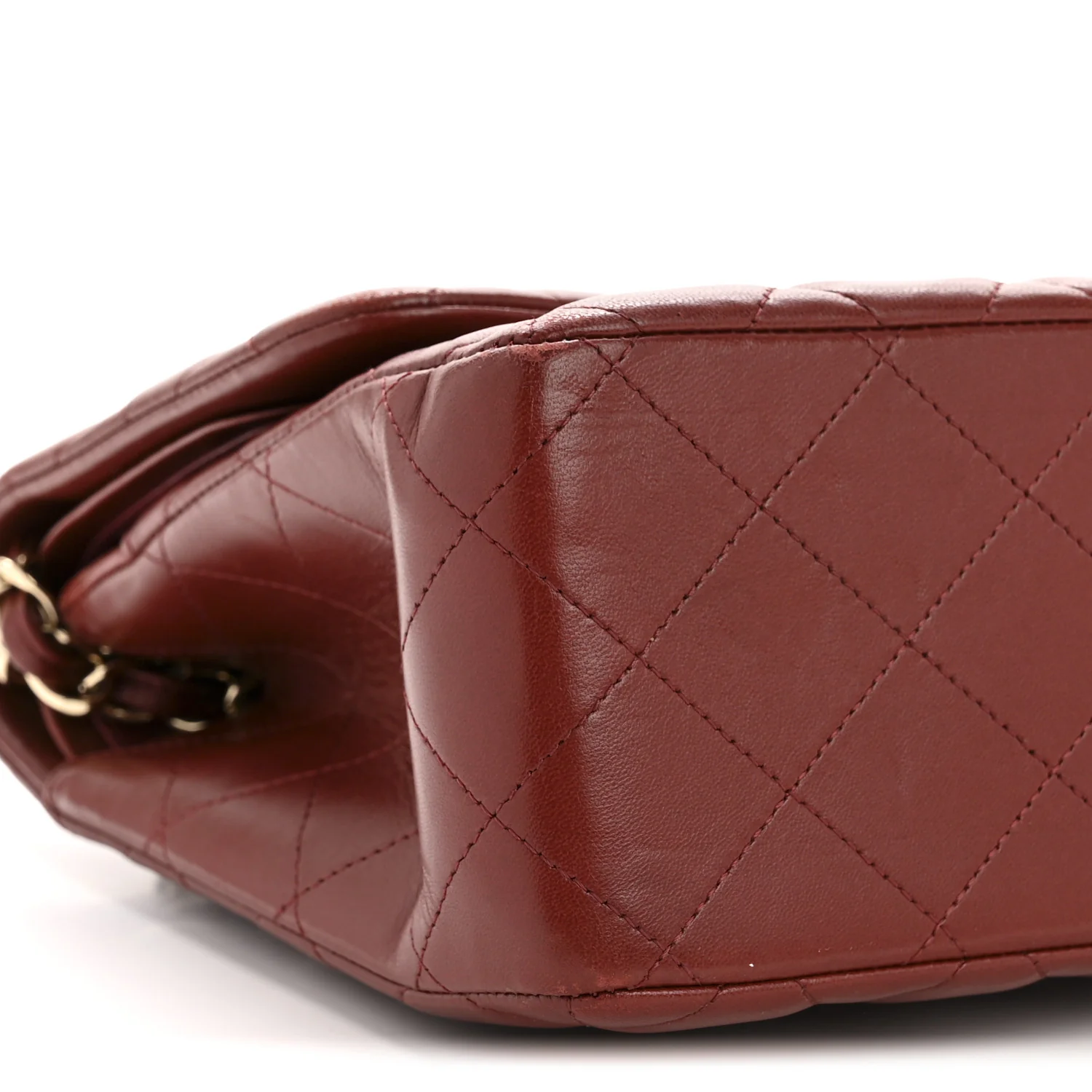 Lambskin Quilted Jumbo Double Flap Burgundy - Image 9