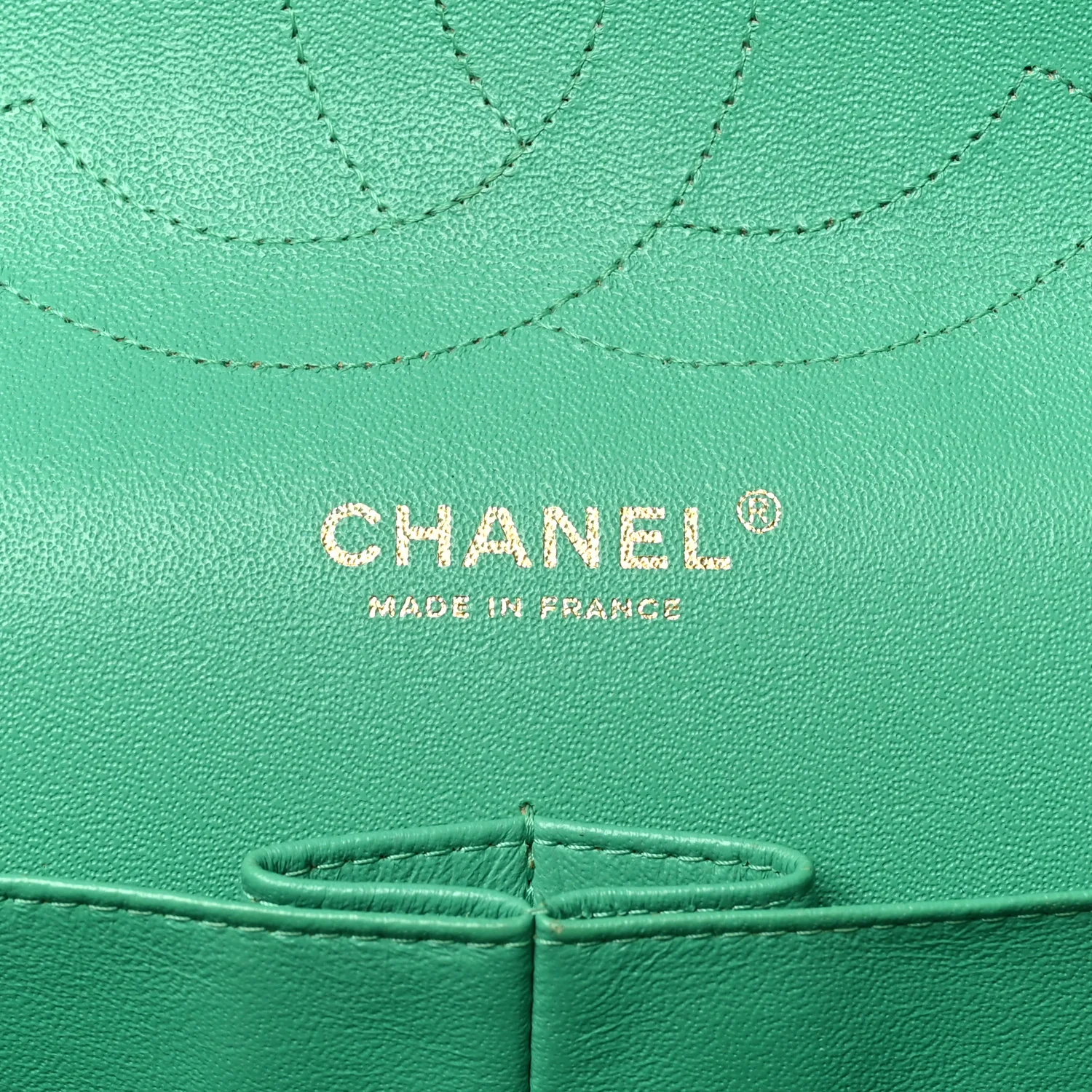 Lambskin Quilted Jumbo Double Flap Green - Image 6