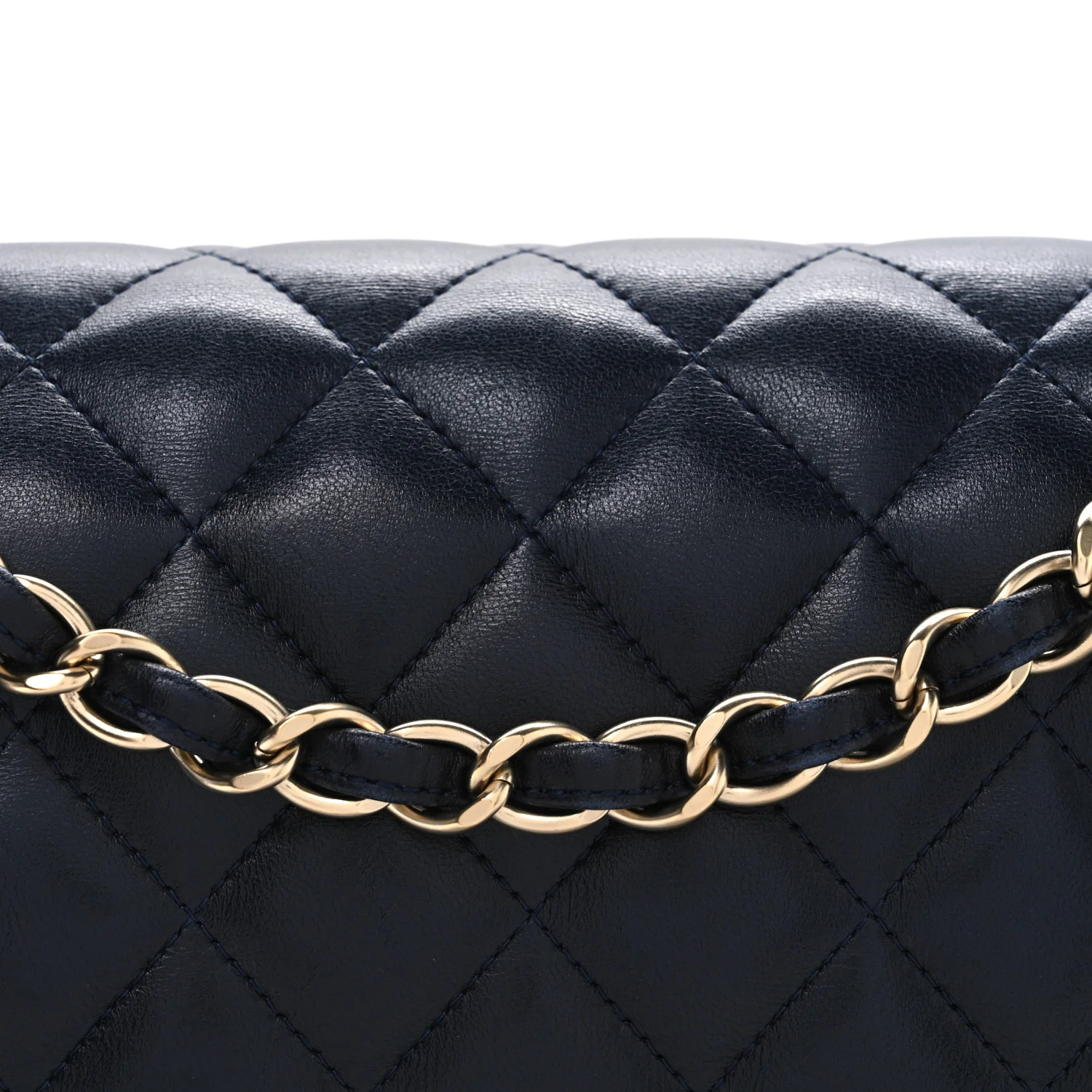 Lambskin Quilted Jumbo Double Flap Navy - Image 8
