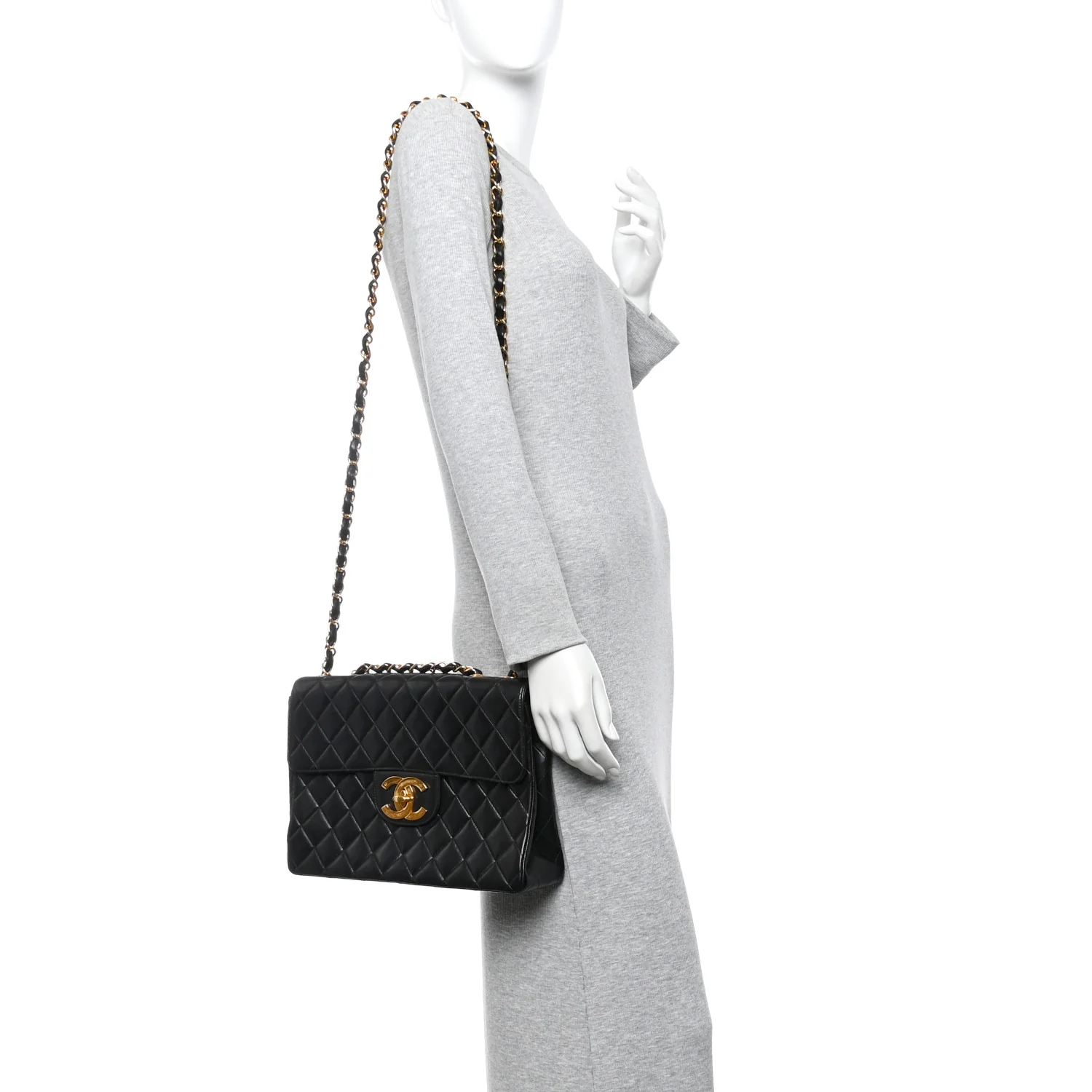 Lambskin Quilted Jumbo Single Flap Black - Image 2