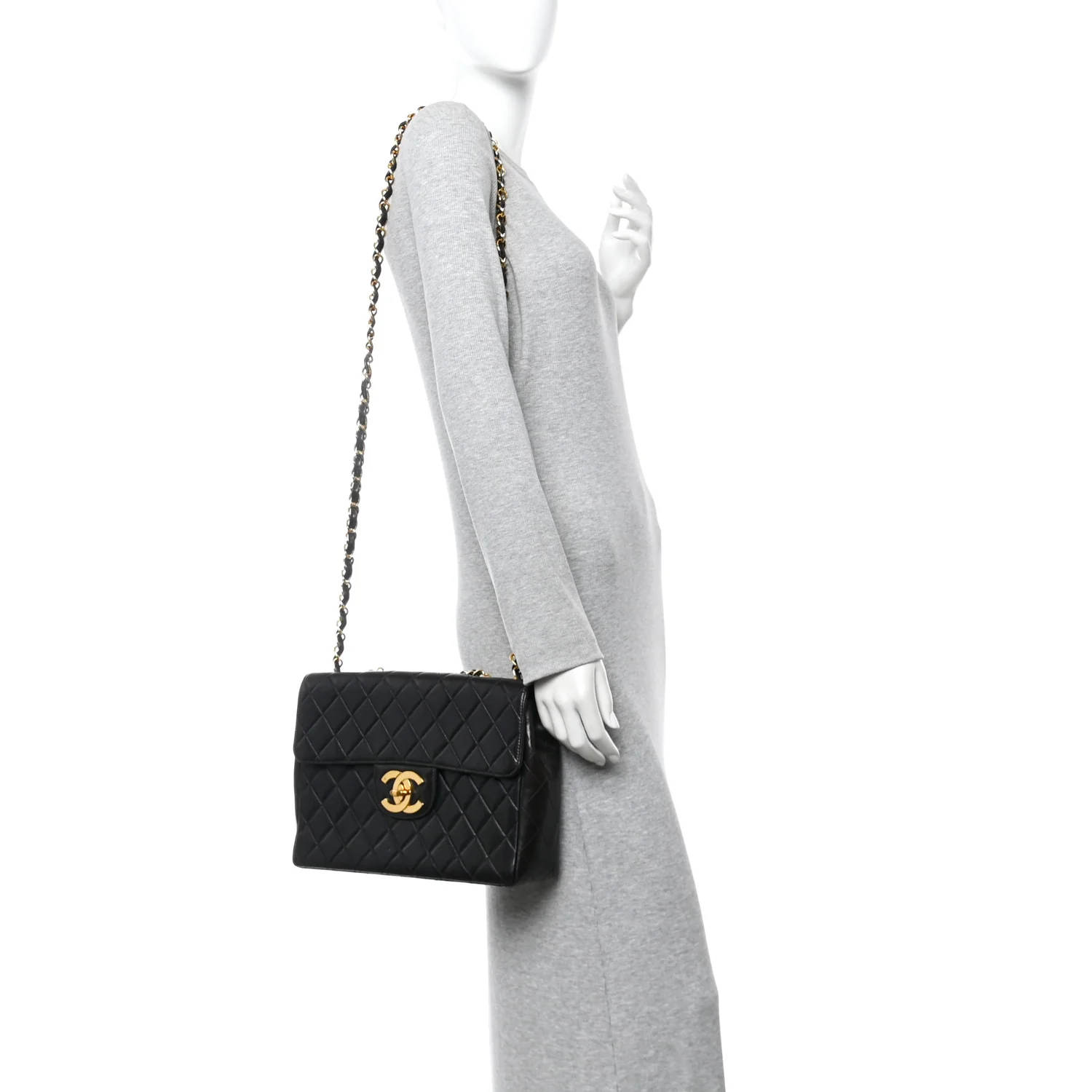 Lambskin Quilted Jumbo Single Flap Black - Image 2
