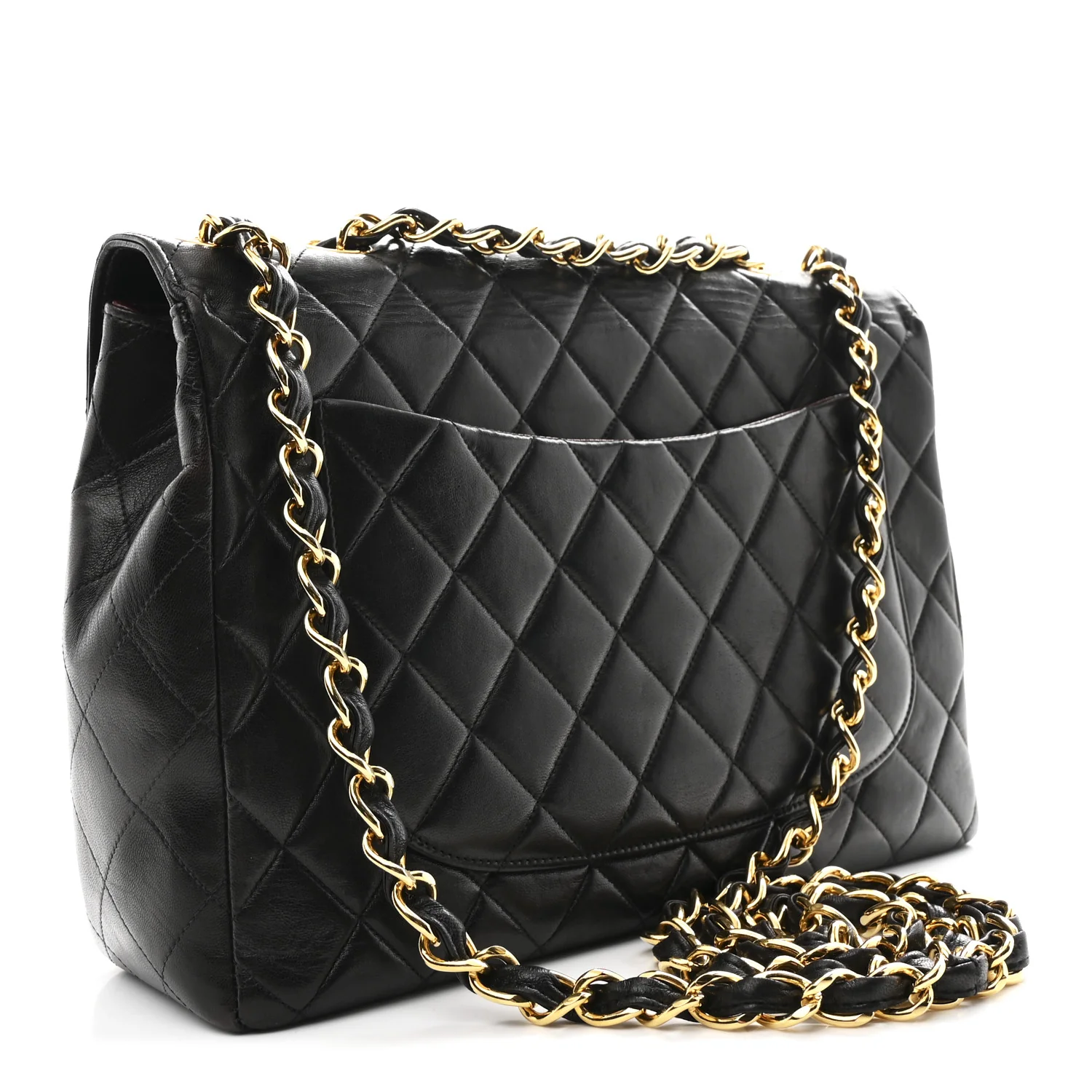 Lambskin Quilted Jumbo Single Flap Black - Image 3