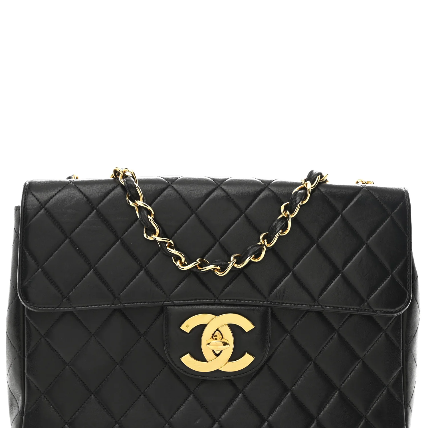 Lambskin Quilted Jumbo Single Flap Black - Image 8