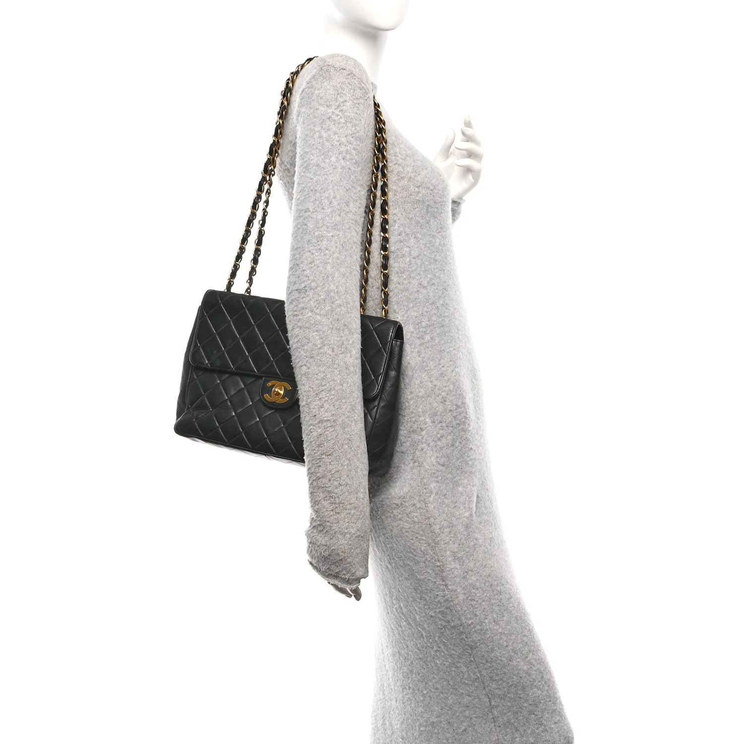 Lambskin Quilted Jumbo Single Flap Black - Image 2