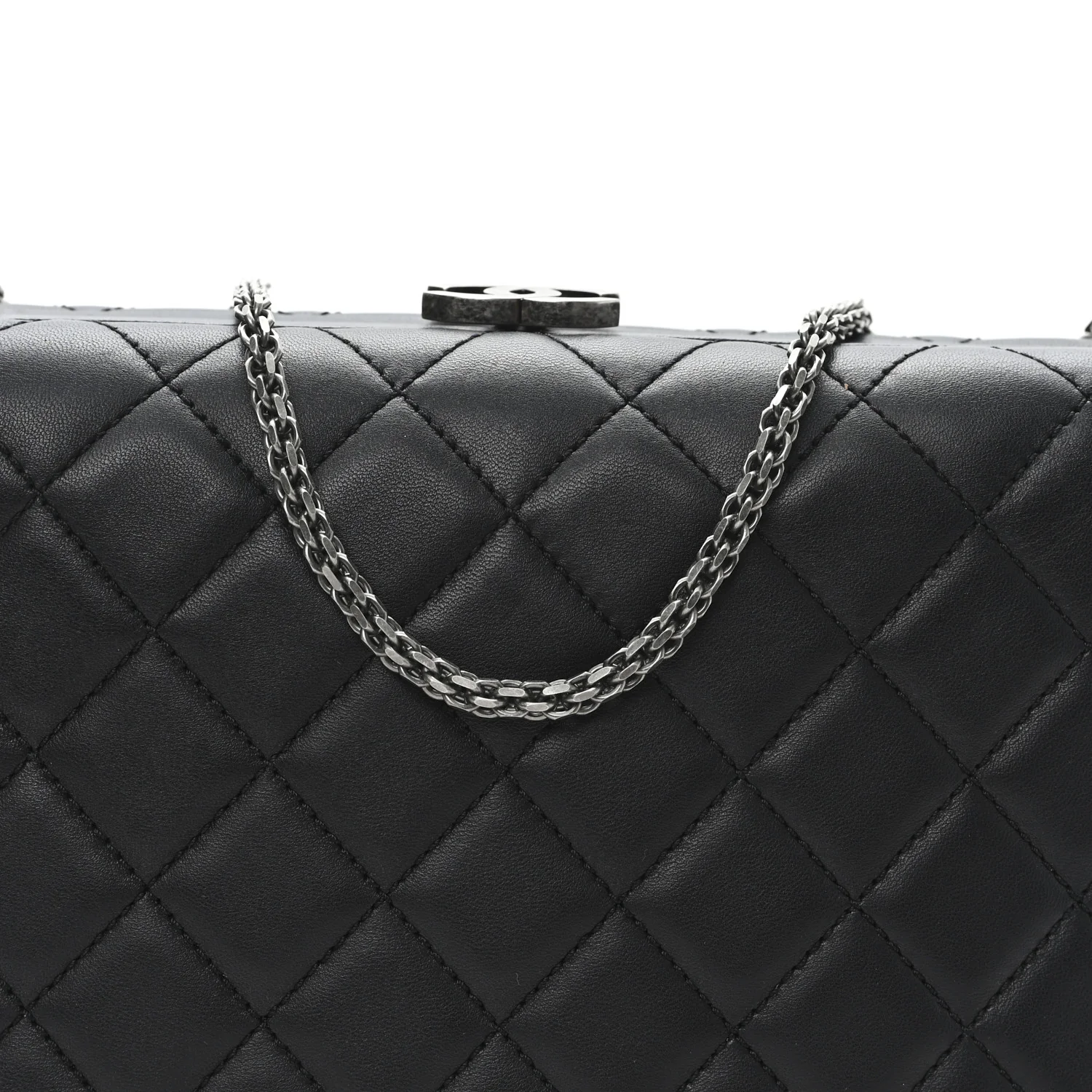 Lambskin Quilted Kisslock Minaudiere Black - Image 8