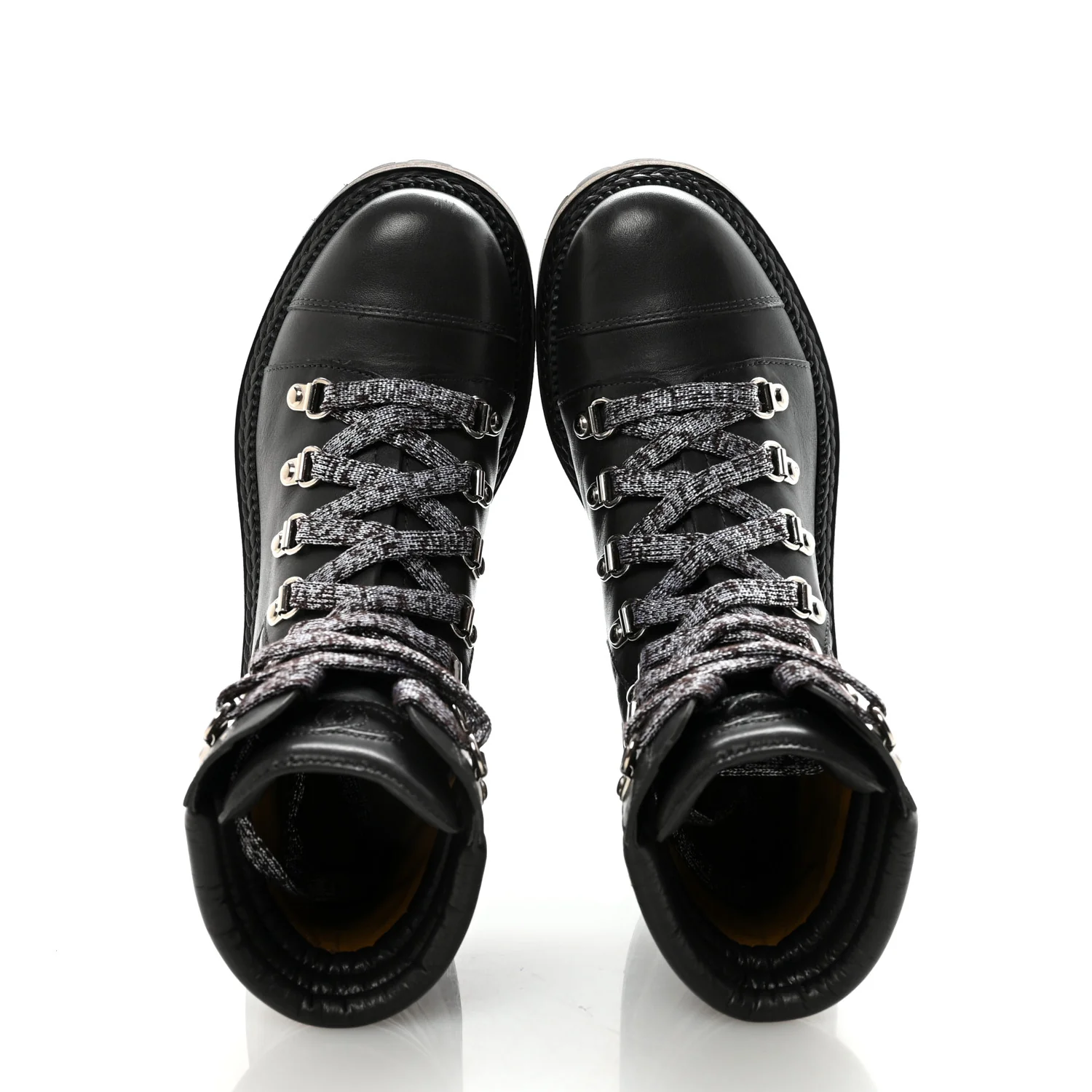 Lambskin Quilted Lace Up Boots 35.5 Grey - Image 2