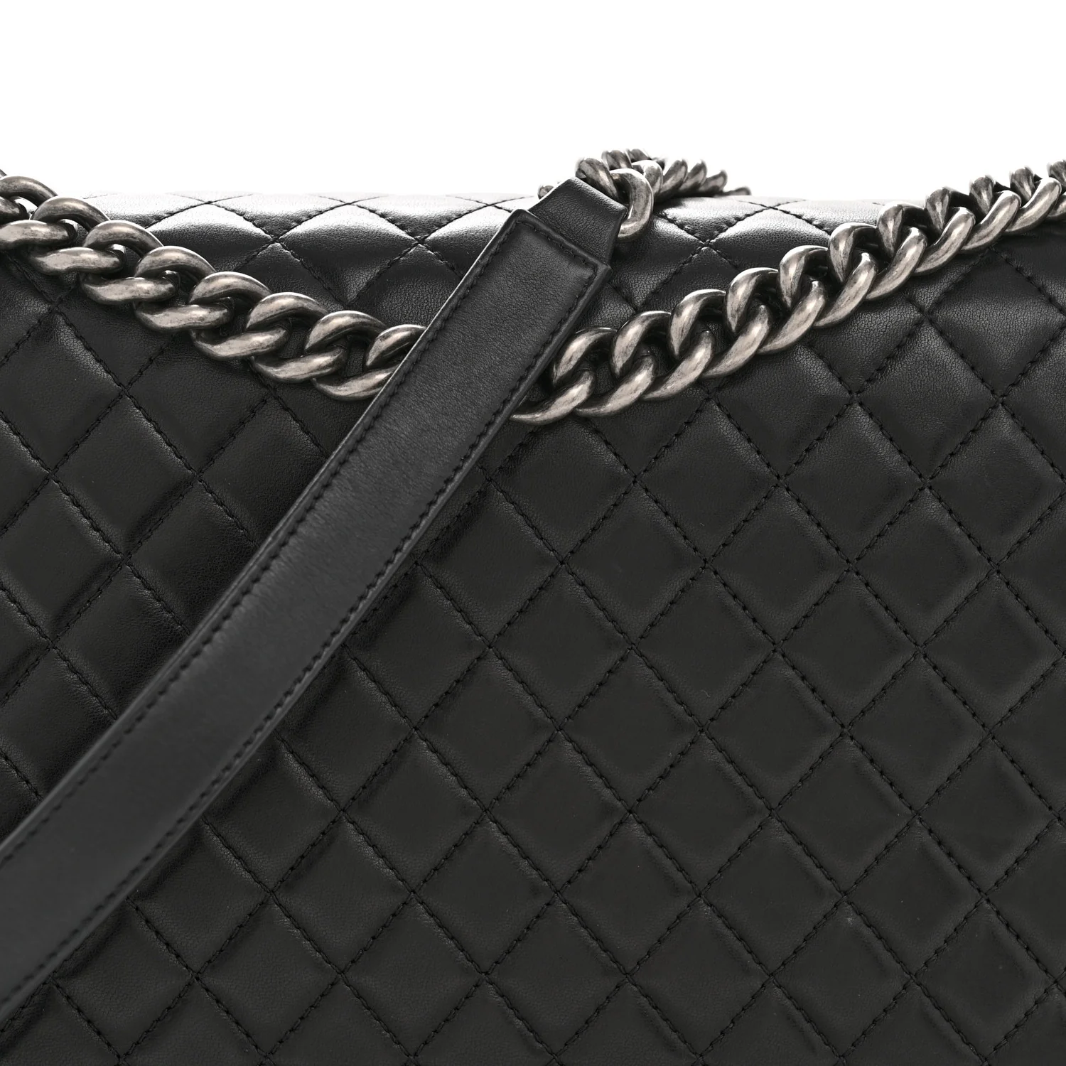 Lambskin Quilted Large Boy Flap Black - Image 8