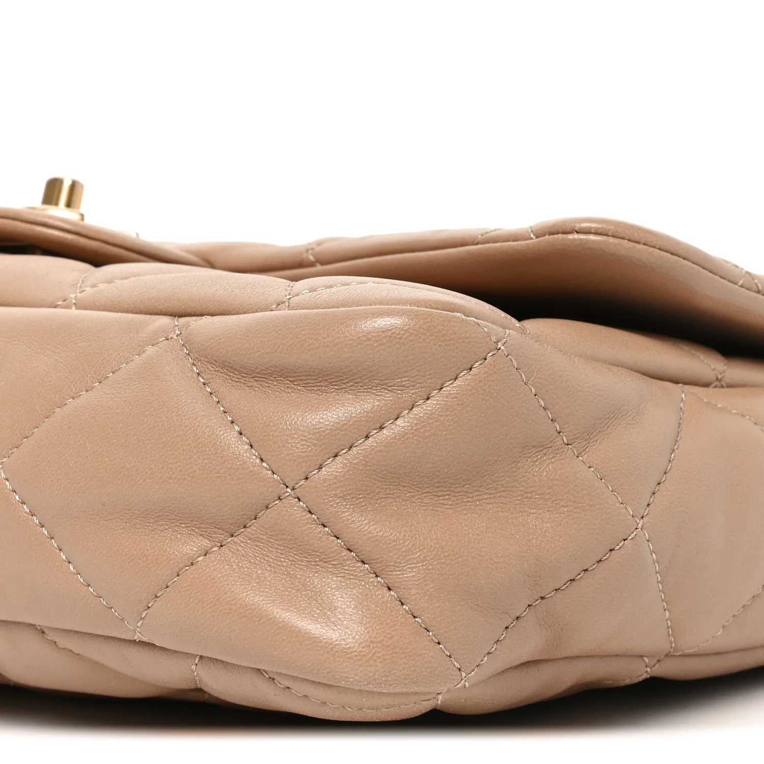 Lambskin Quilted Large CC Funky Town Flap Beige - Image 10