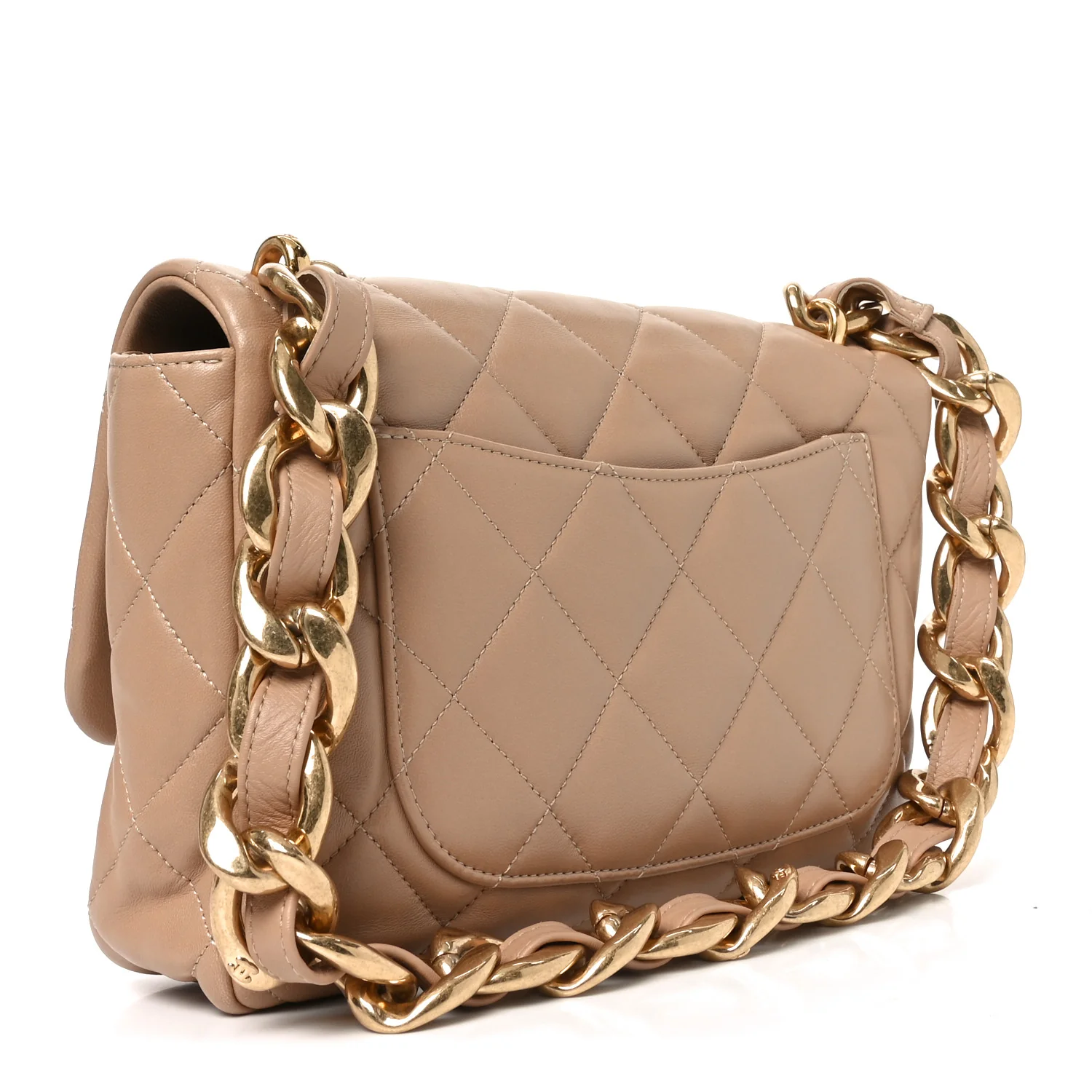 Lambskin Quilted Large CC Funky Town Flap Beige - Image 3