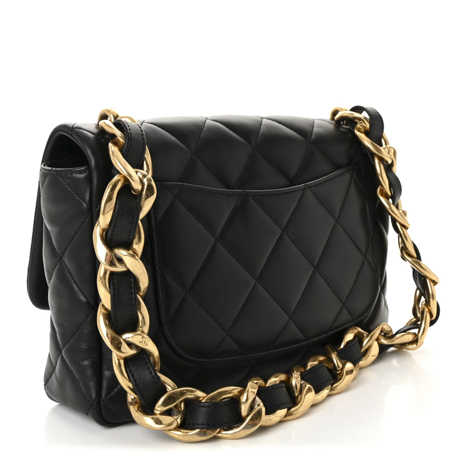Lambskin Quilted Large CC Funky Town Flap Black - Image 3
