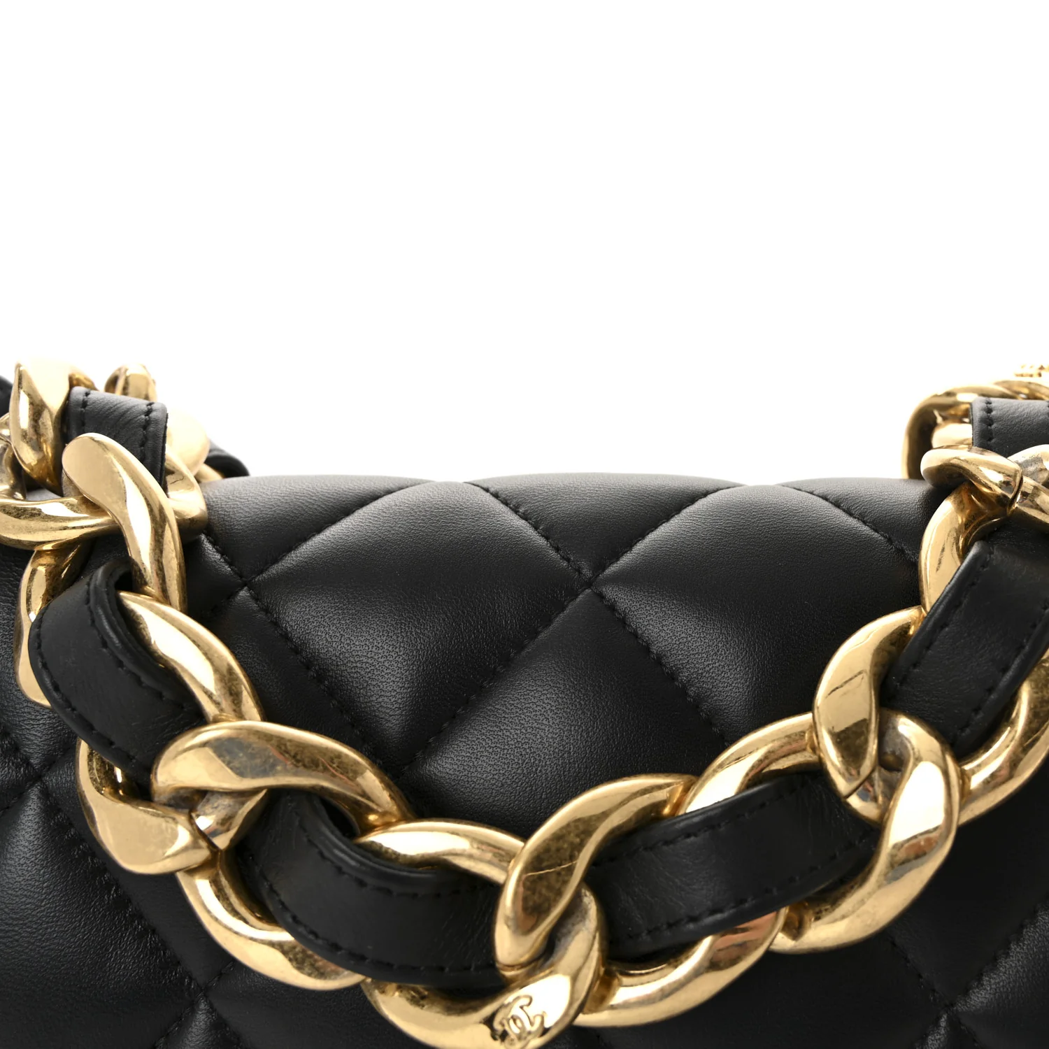 Lambskin Quilted Large CC Funky Town Flap Black - Image 8