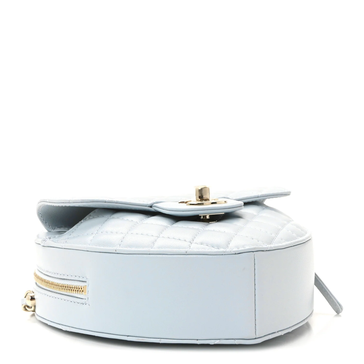 Lambskin Quilted Large CC In Love Heart Bag Light Blue - Image 4