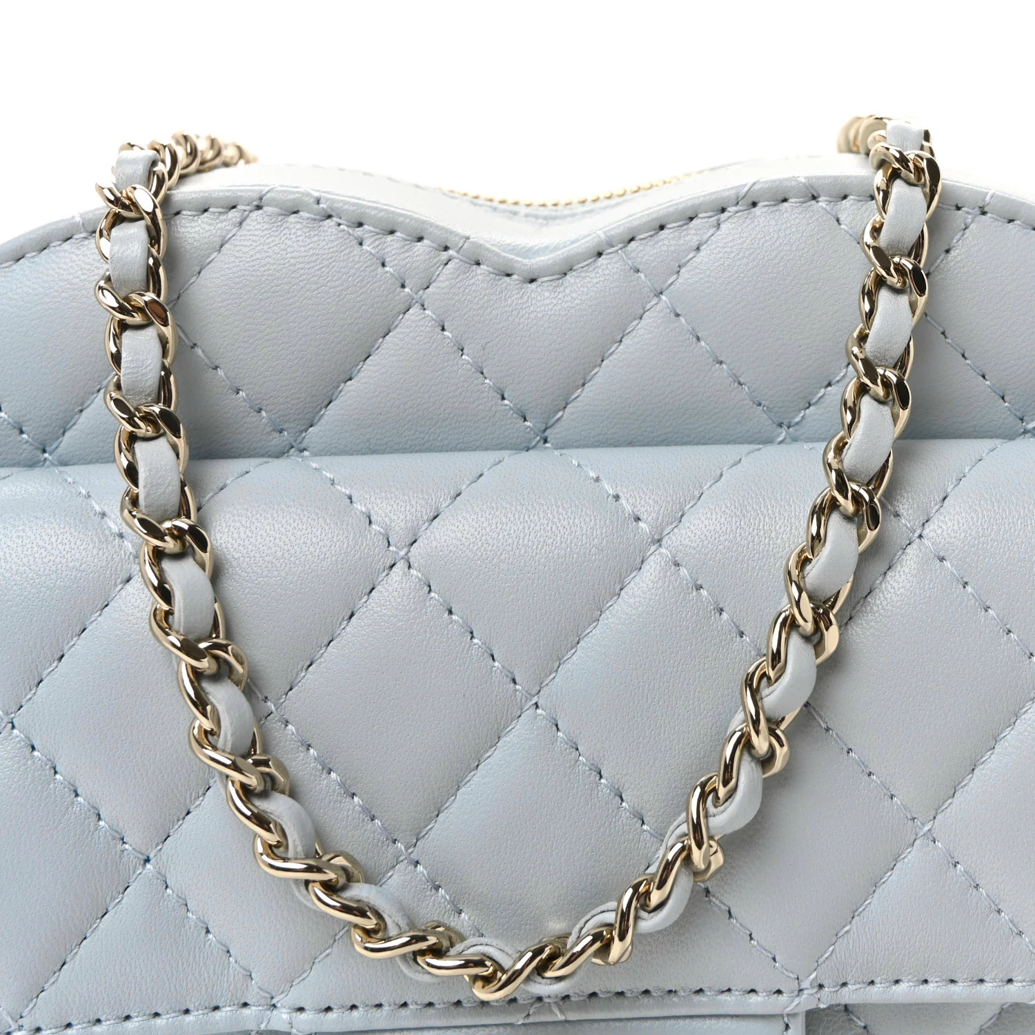 Lambskin Quilted Large CC In Love Heart Bag Light Blue - Image 8