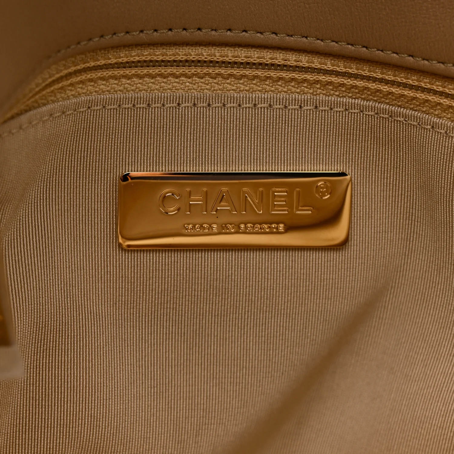 Lambskin Quilted Large Chanel 19 Flap Beige - Image 6