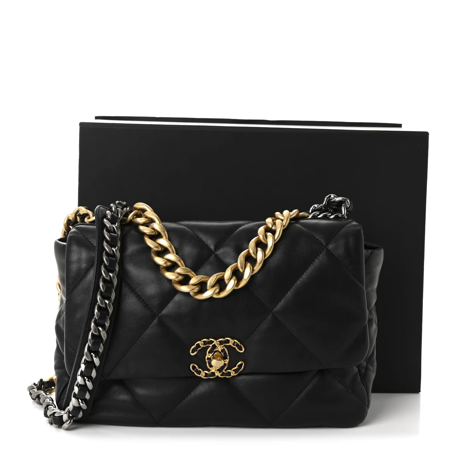 Lambskin Quilted Large Chanel 19 Flap Black - Image 11