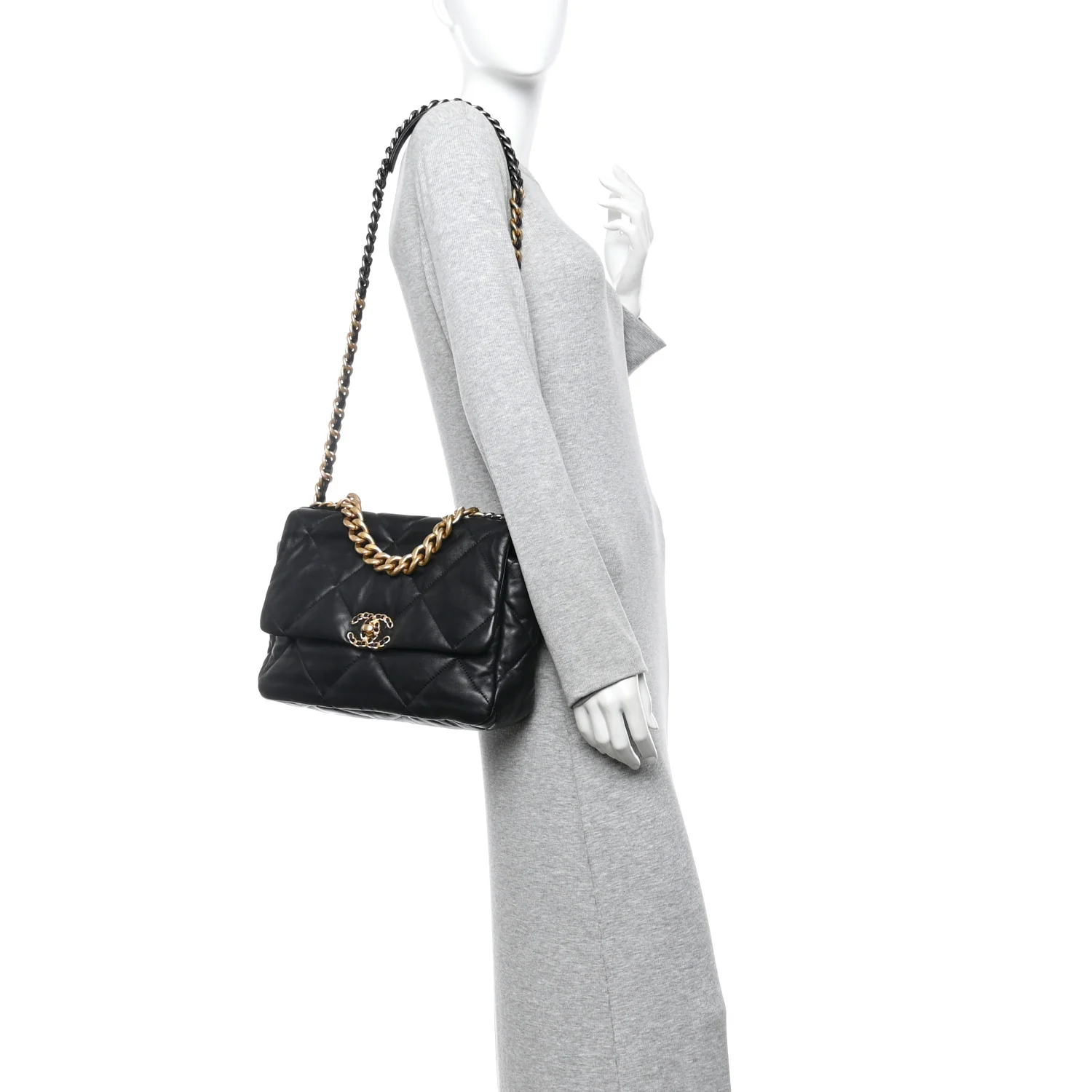 Lambskin Quilted Large Chanel 19 Flap Black - Image 2