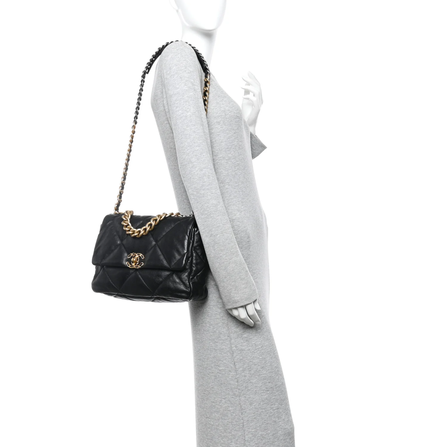 Lambskin Quilted Large Chanel 19 Flap Black - Image 2