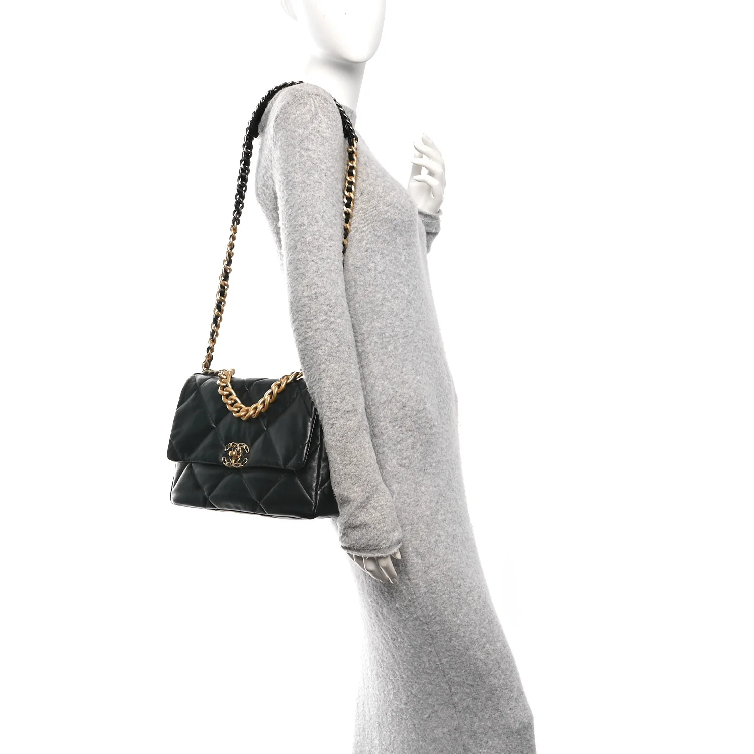 Lambskin Quilted Large Chanel 19 Flap Black - Image 2