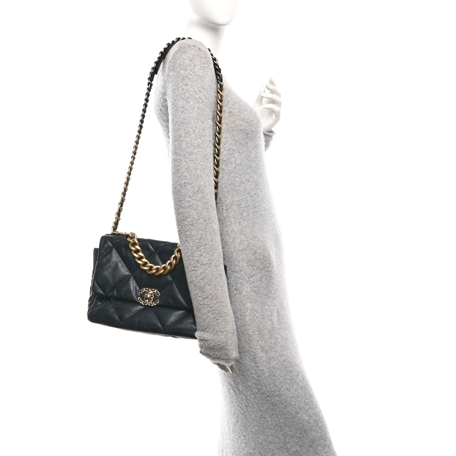 Lambskin Quilted Large Chanel 19 Flap Black - Image 2
