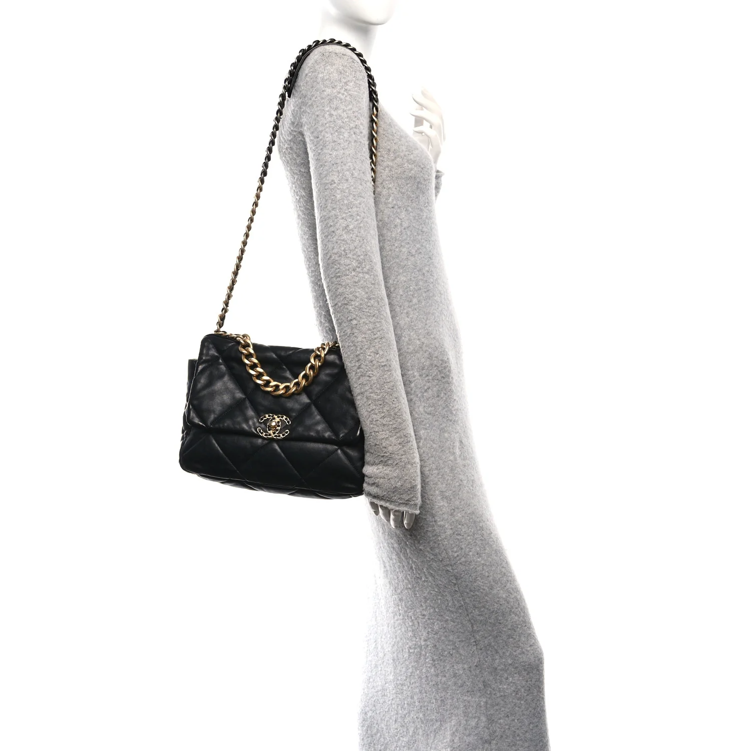 Lambskin Quilted Large Chanel 19 Flap Black - Image 2