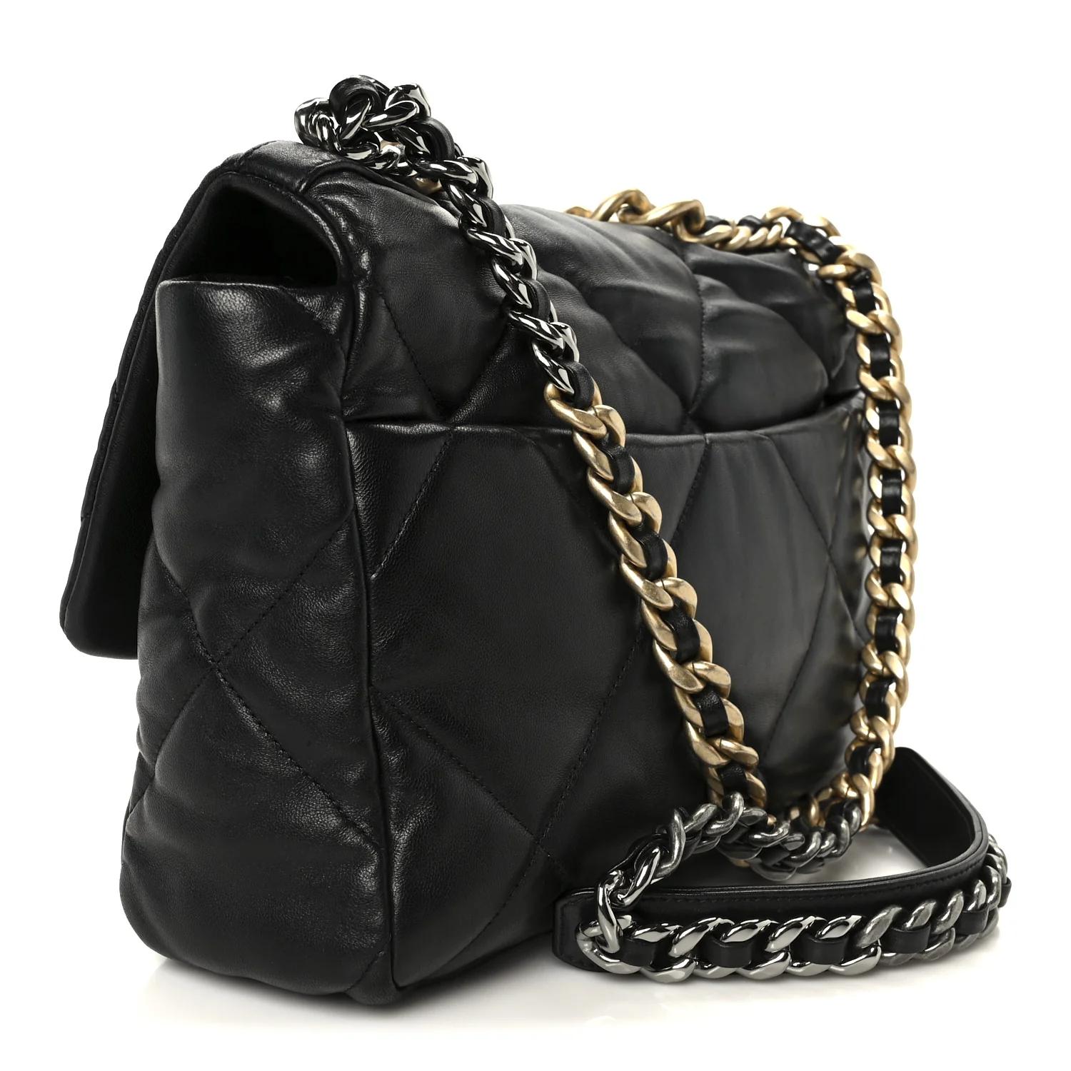 Lambskin Quilted Large Chanel 19 Flap Black - Image 3