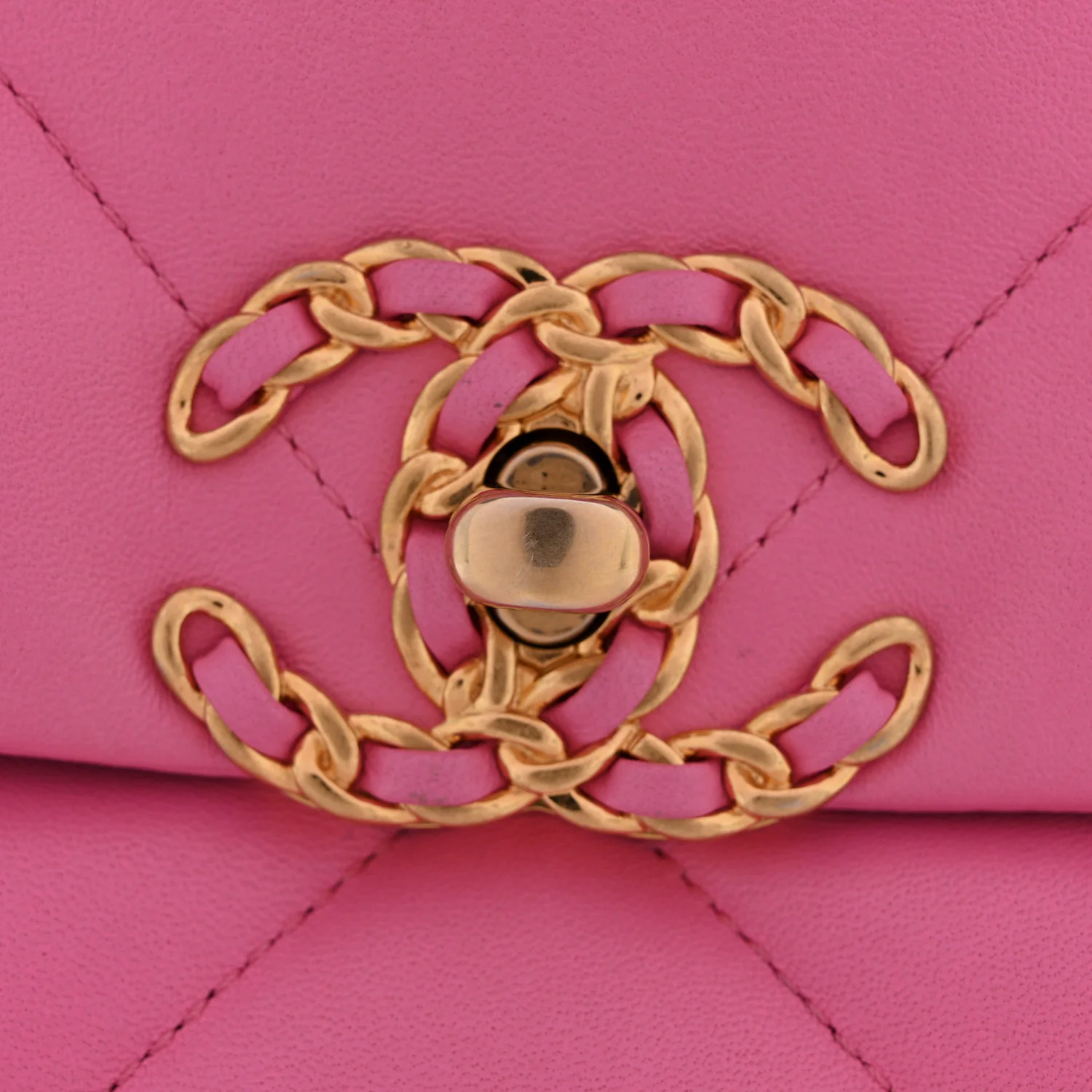 Lambskin Quilted Large Chanel 19 Flap Neon Pink - Image 11