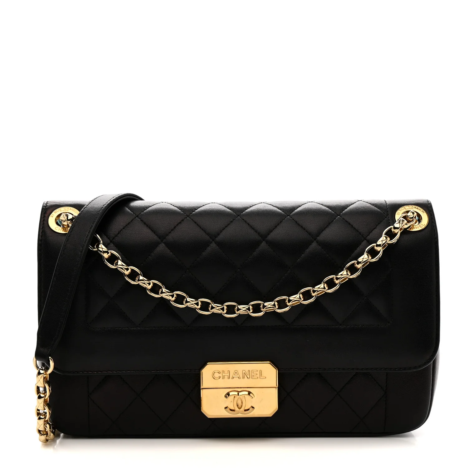 Lambskin Quilted Large Chic With Me Flap Black