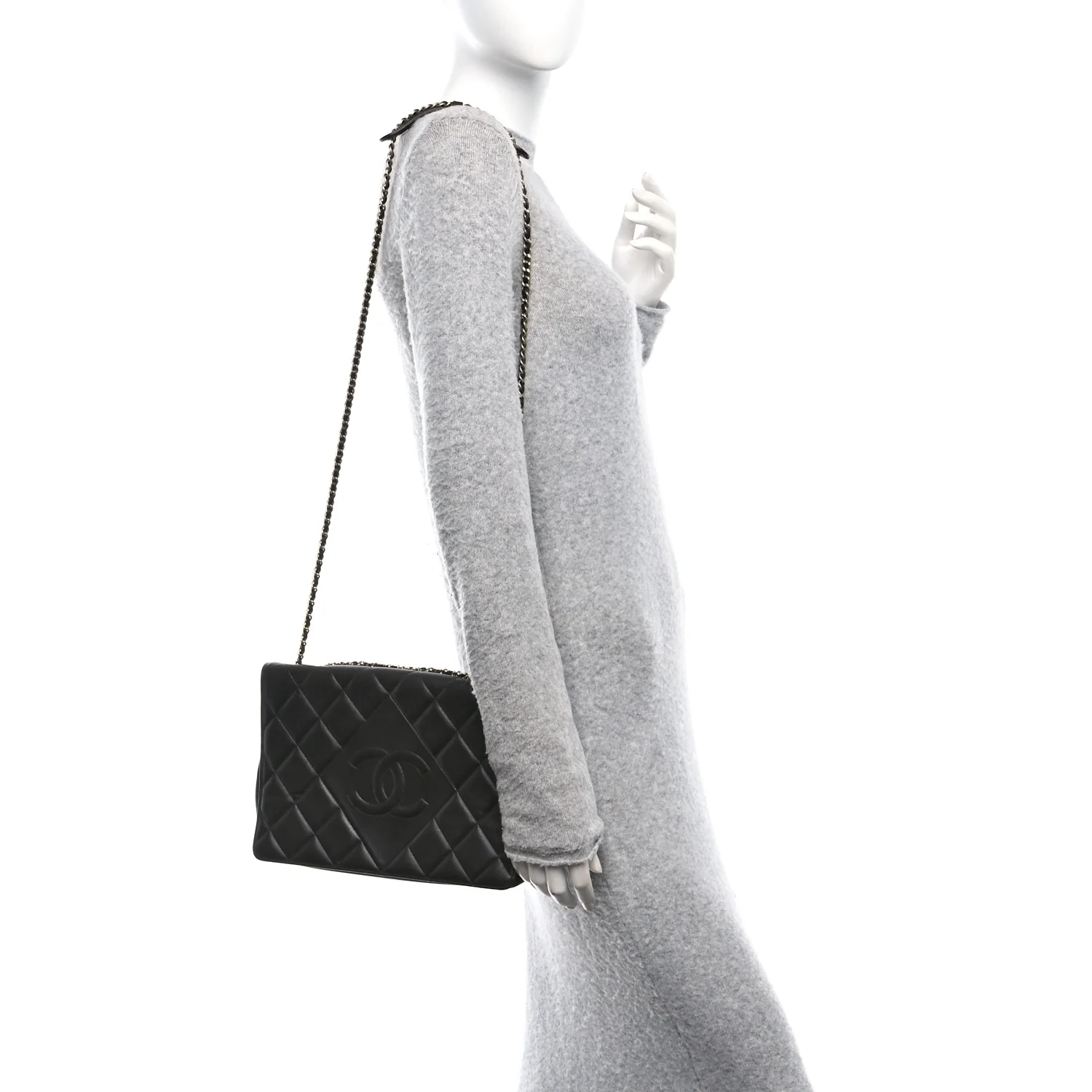 Lambskin Quilted Large Diamond CC Flap Black - Image 2