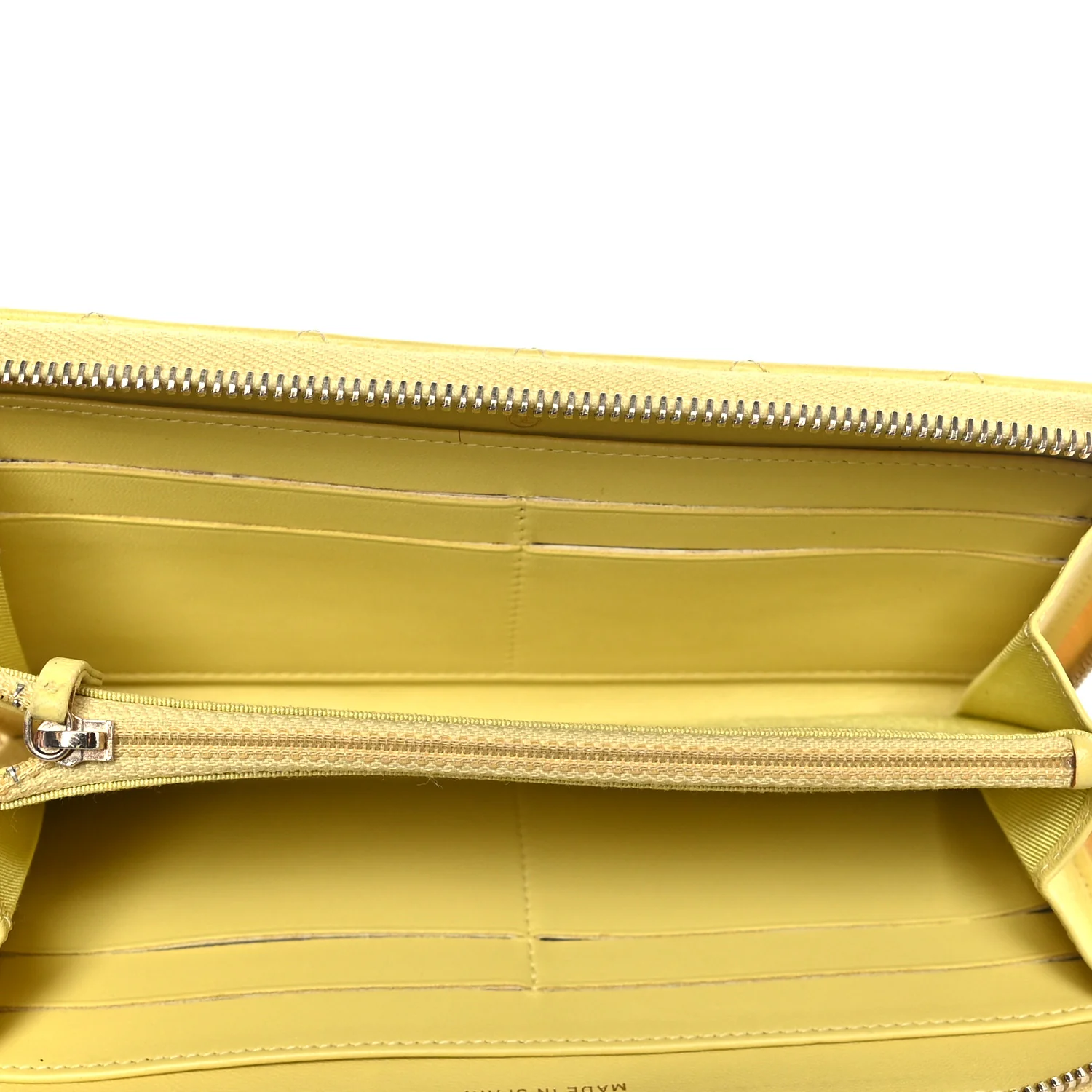 Lambskin Quilted Large Gusset Zip Around Wallet Yellow - Image 5