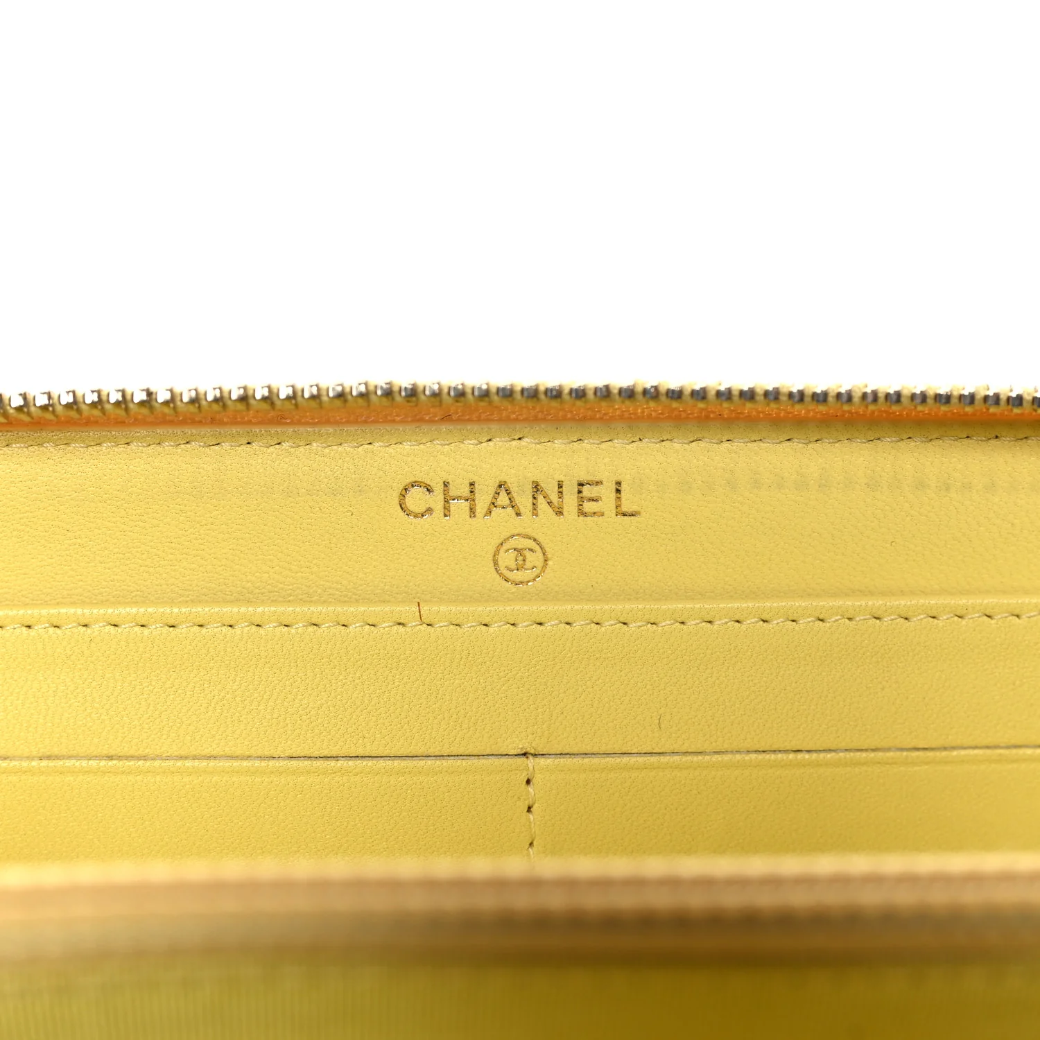 Lambskin Quilted Large Gusset Zip Around Wallet Yellow - Image 6
