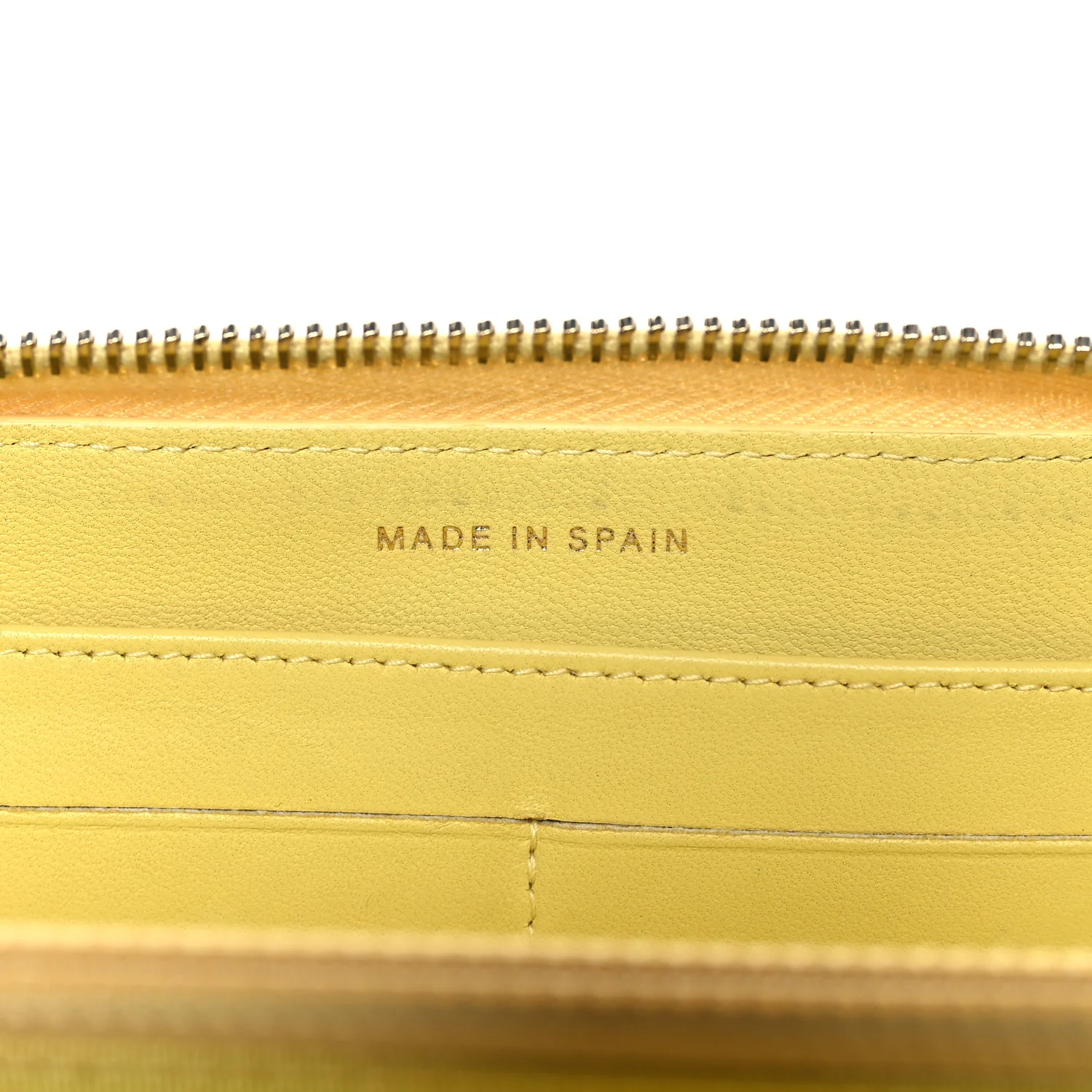 Lambskin Quilted Large Gusset Zip Around Wallet Yellow - Image 7