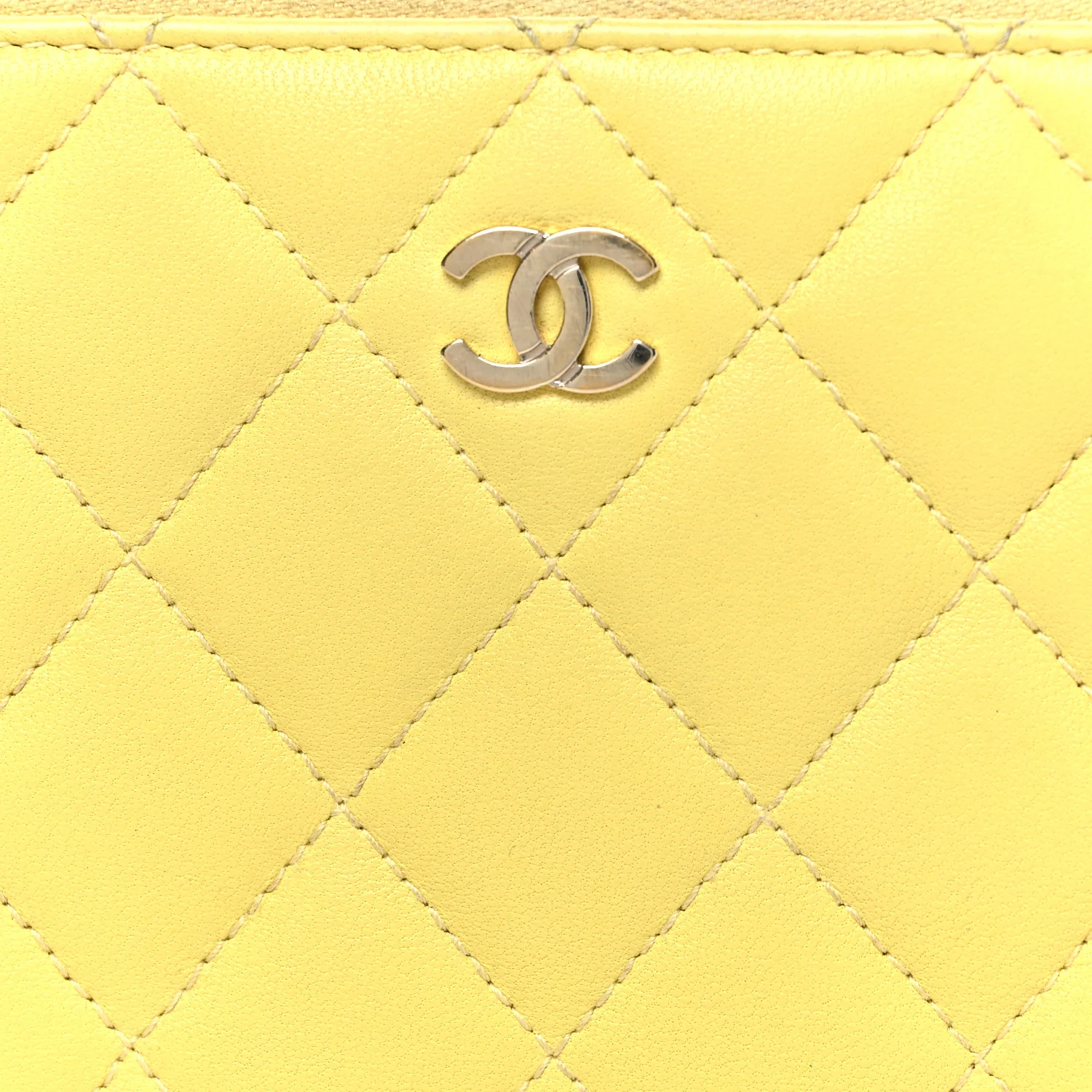 Lambskin Quilted Large Gusset Zip Around Wallet Yellow - Image 9