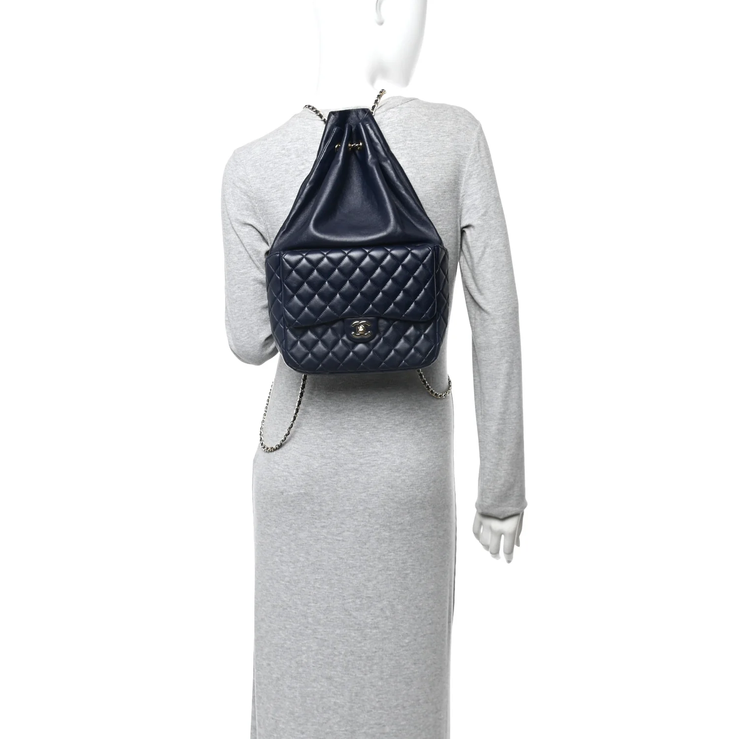 Lambskin Quilted Large In Seoul Backpack Navy - Image 3
