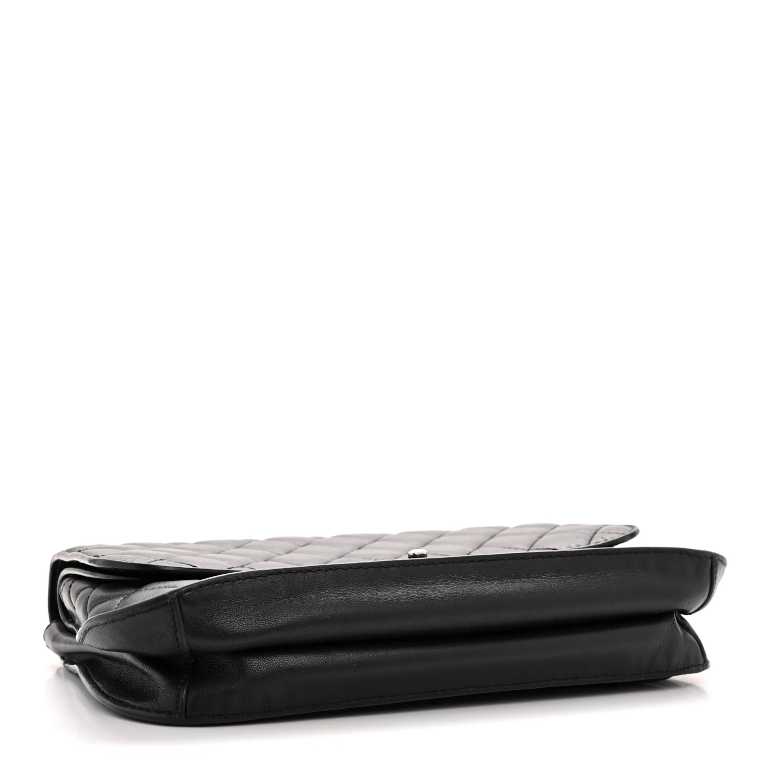 Lambskin Quilted Large Natural CC Flap Black - Image 4