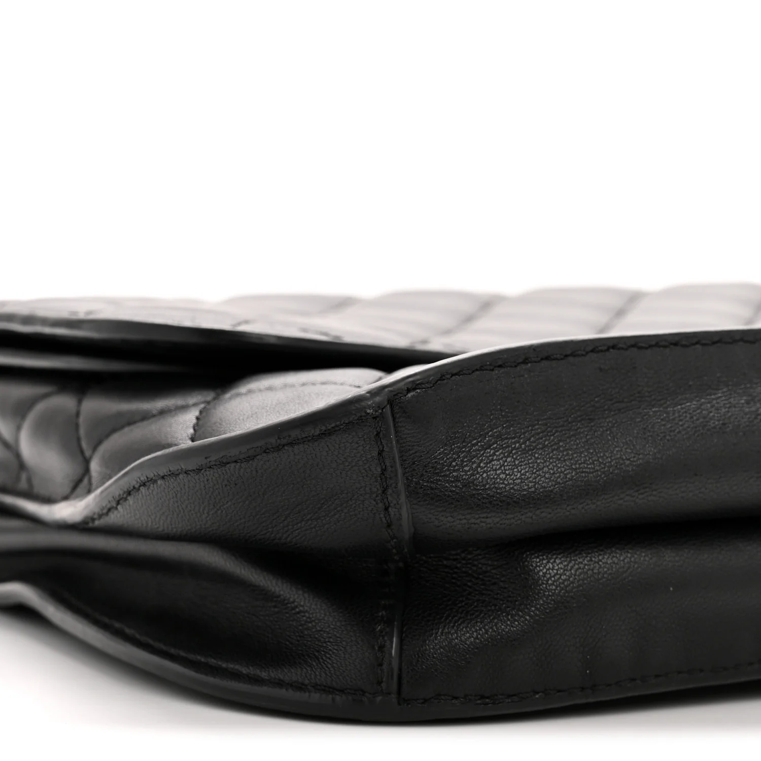 Lambskin Quilted Large Natural CC Flap Black - Image 9
