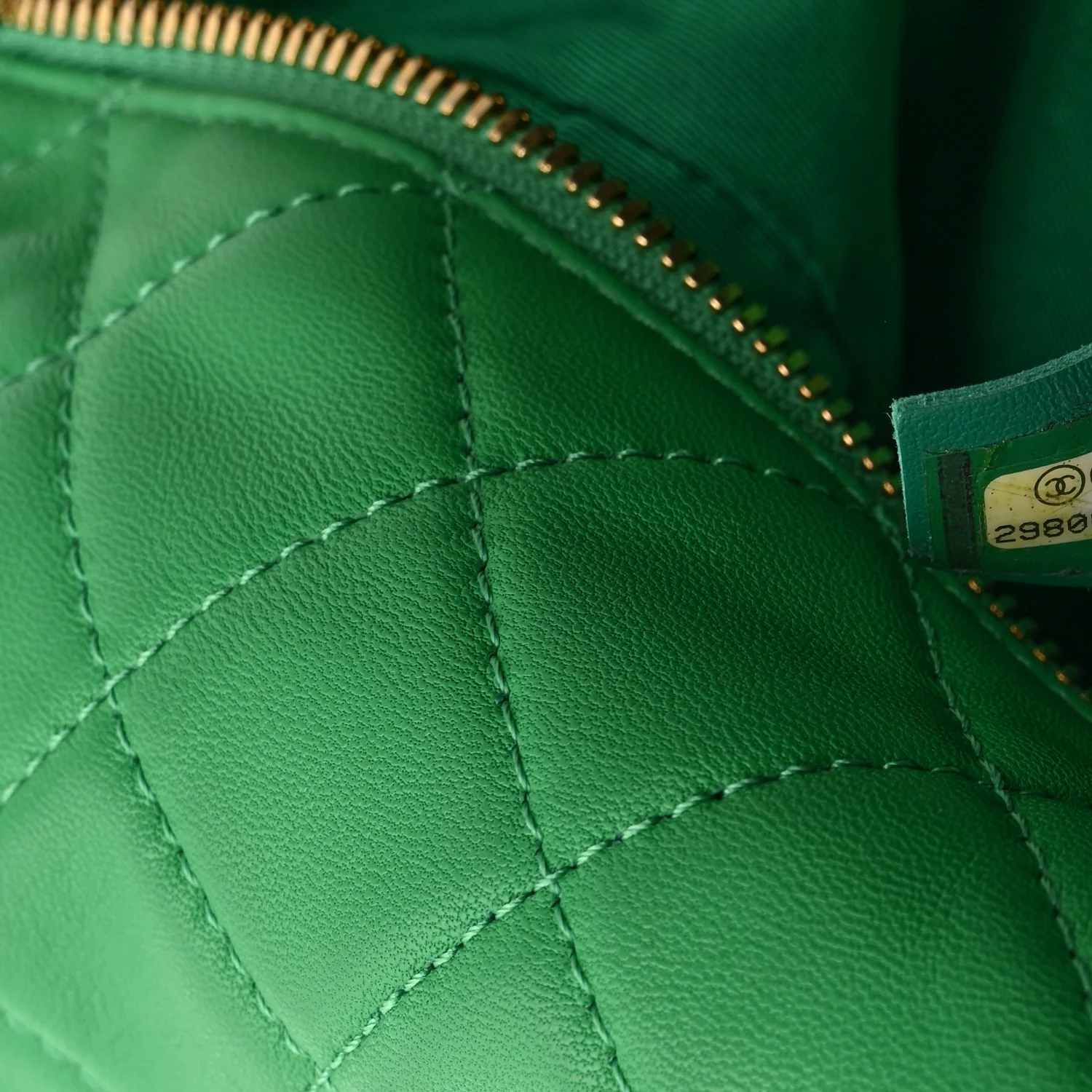 Lambskin Quilted Large Perfect Meeting Hobo Green - Image 7