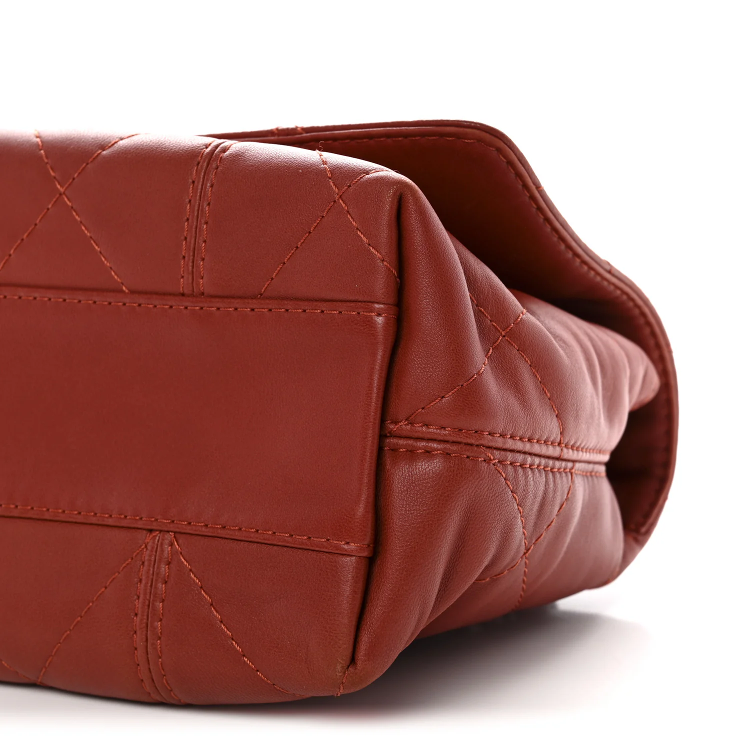 Lambskin Quilted Large Soft Touch Flap Dark Ochre - Image 10