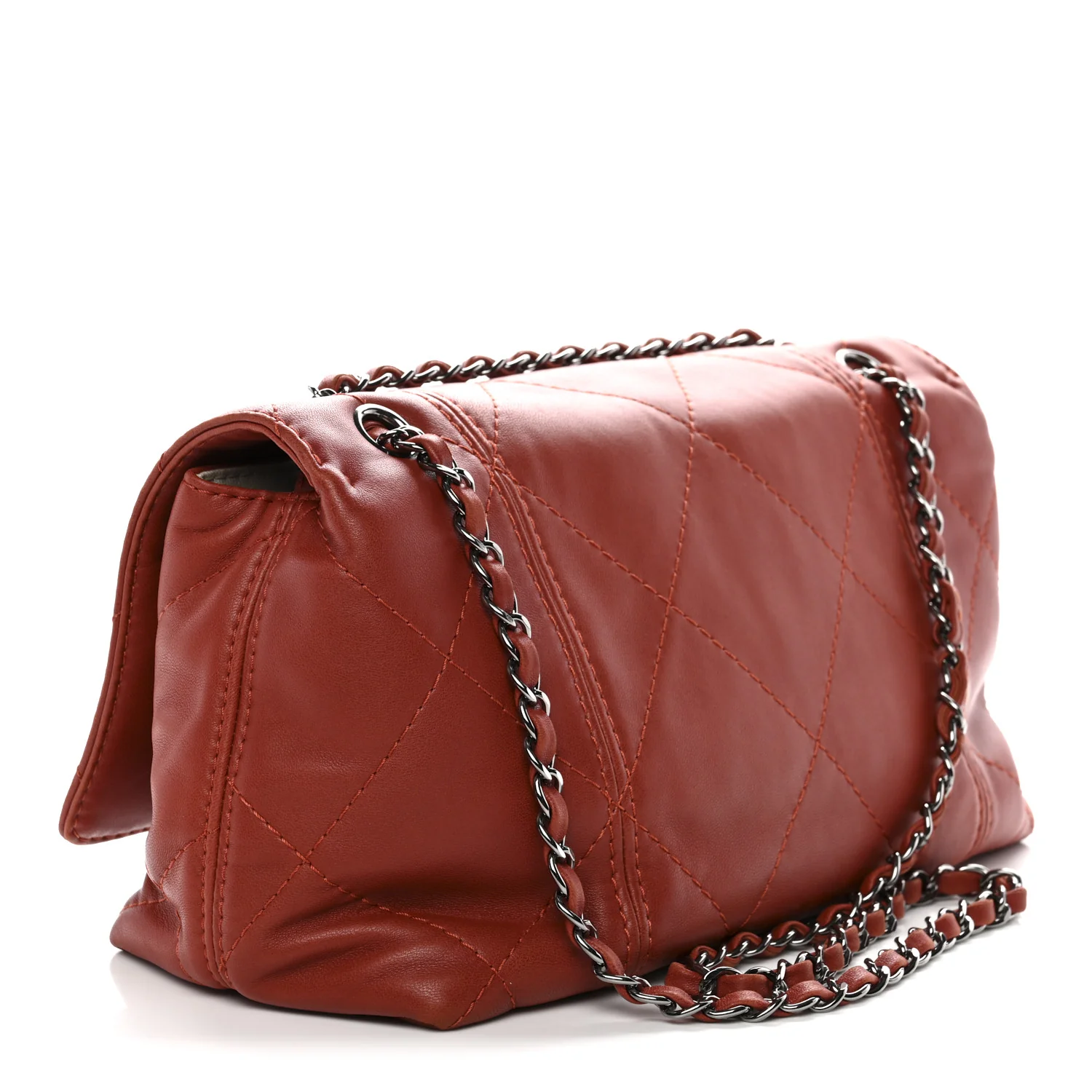Lambskin Quilted Large Soft Touch Flap Dark Ochre - Image 3