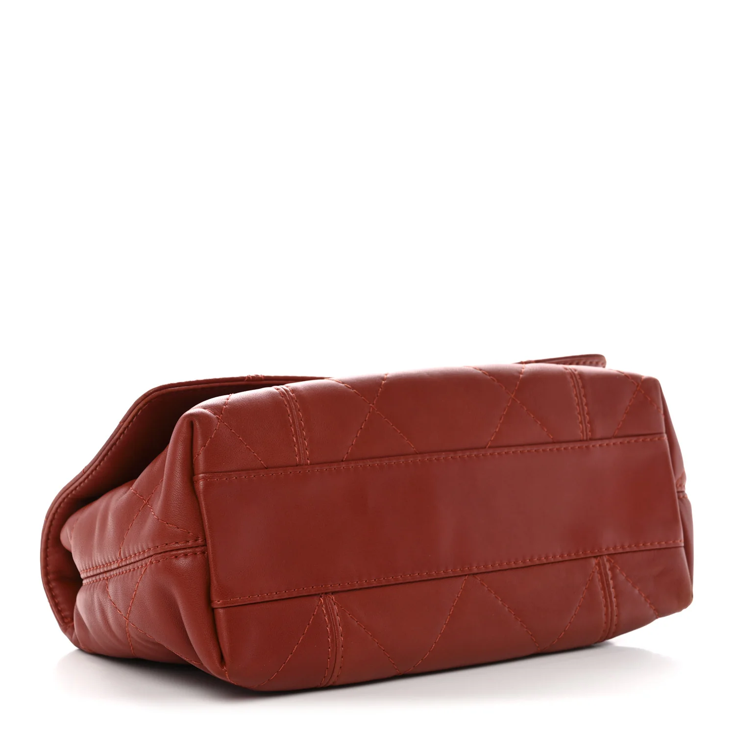 Lambskin Quilted Large Soft Touch Flap Dark Ochre - Image 4