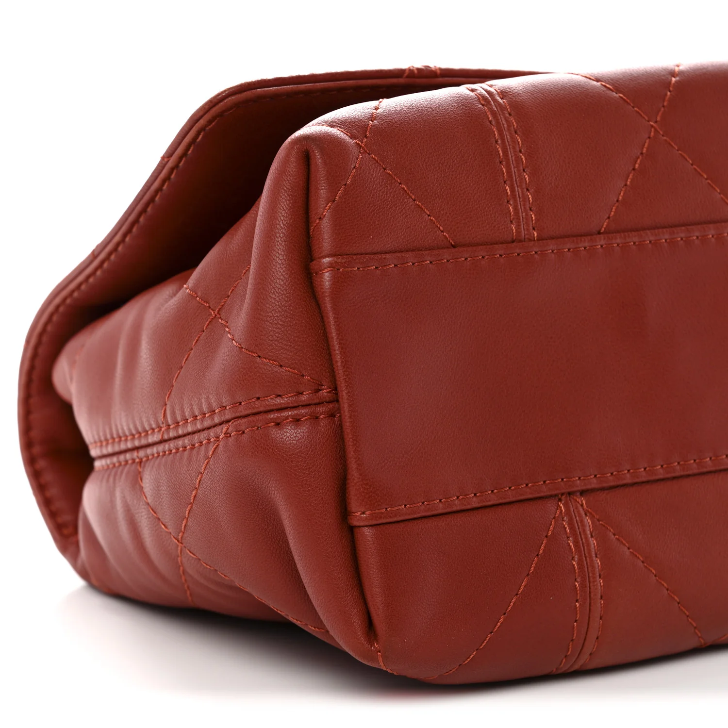 Lambskin Quilted Large Soft Touch Flap Dark Ochre - Image 9