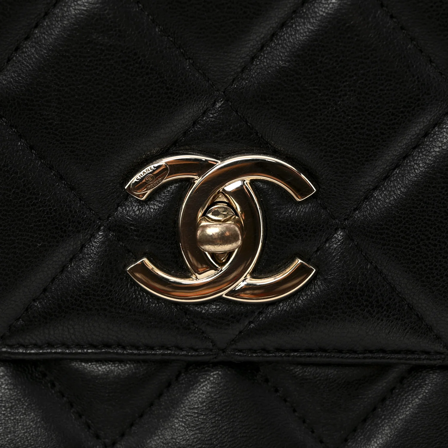 Lambskin Quilted Large Trendy CC Dual Handle Flap Bag Black - Image 12