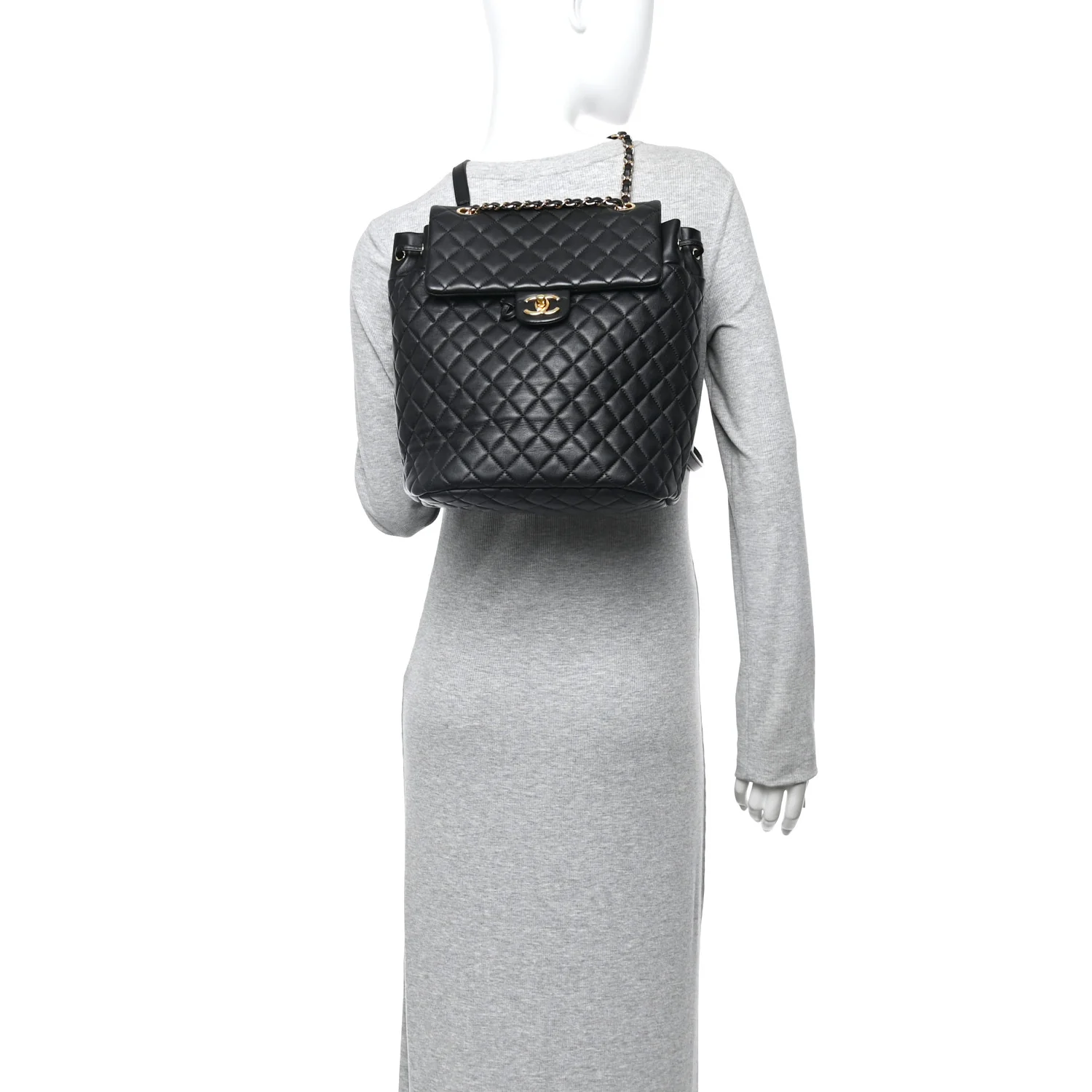Lambskin Quilted Large Urban Spirit Backpack Black - Image 2