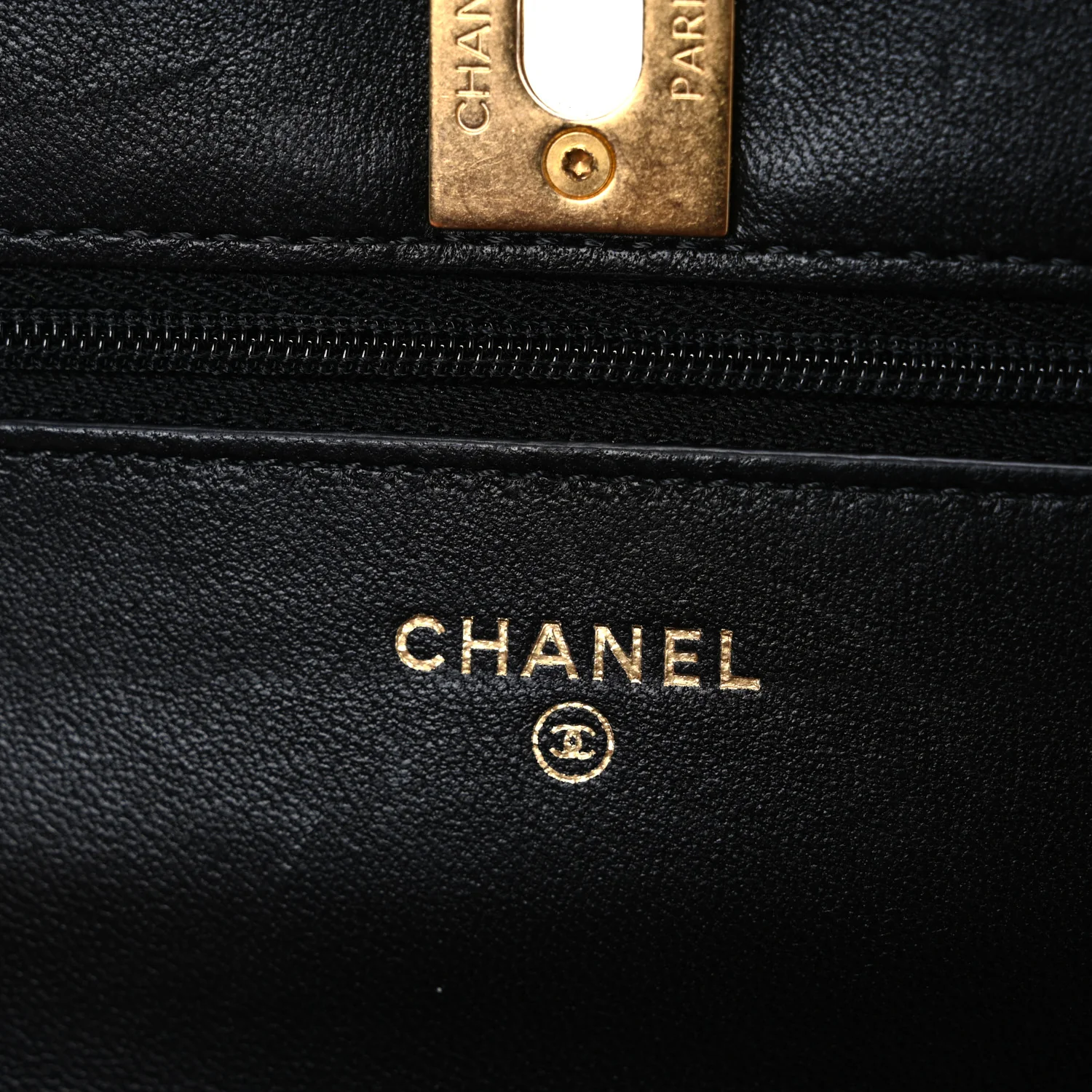 Lambskin Quilted Lion Motif Wallet On Chain WOC Black - Image 6