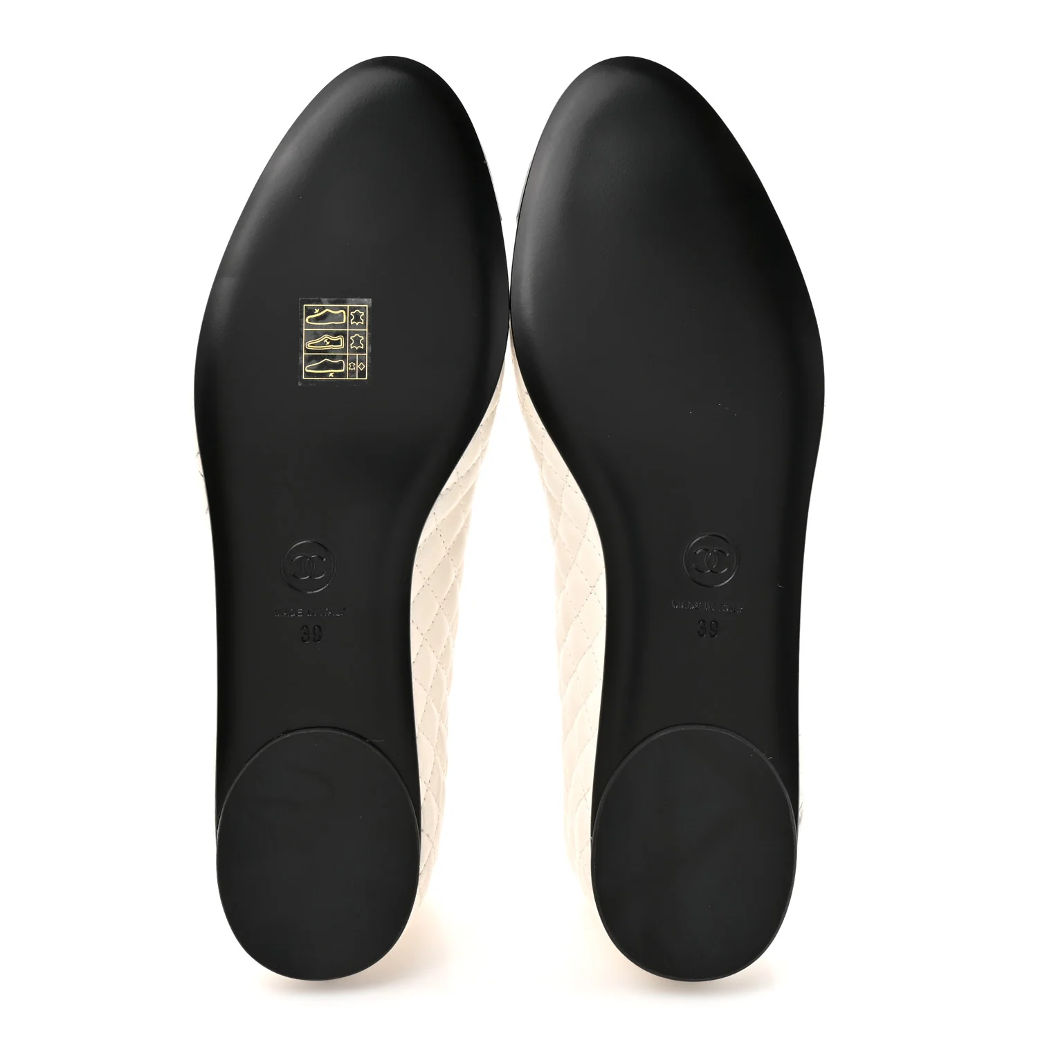 Lambskin Quilted Mary Jane Flats 39 White Black - Image 6